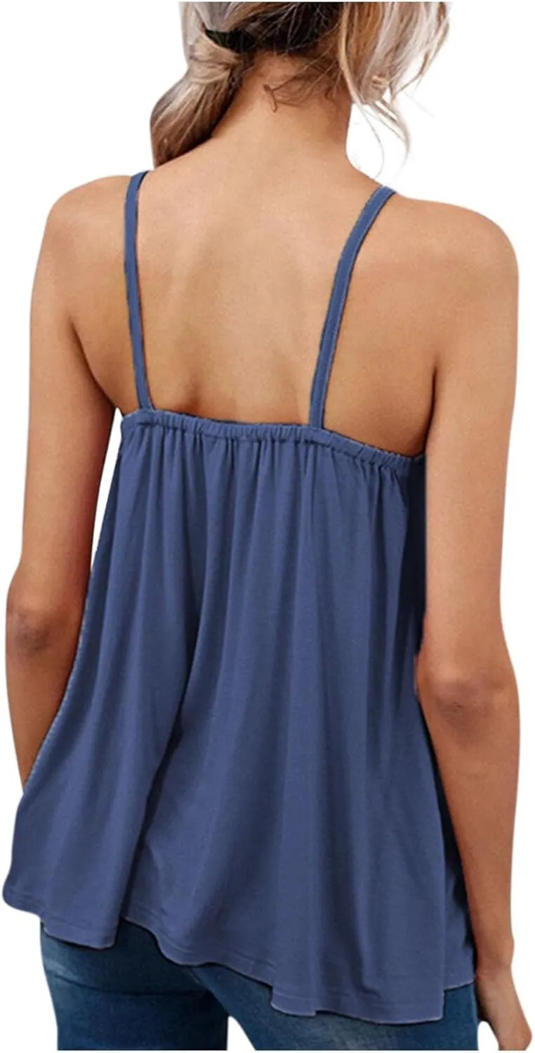 Summer Modal Camisole for Women, Sexy V-Neck Backless Hawaiian Beach Vacation Clothes Sleeveless Ruched Flowy Tops