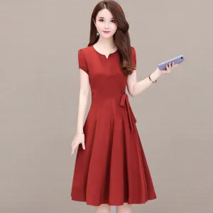 Summer Plus Size Women Mid-Length Lace All-Matching Loose Slim-Look A-Line Dress