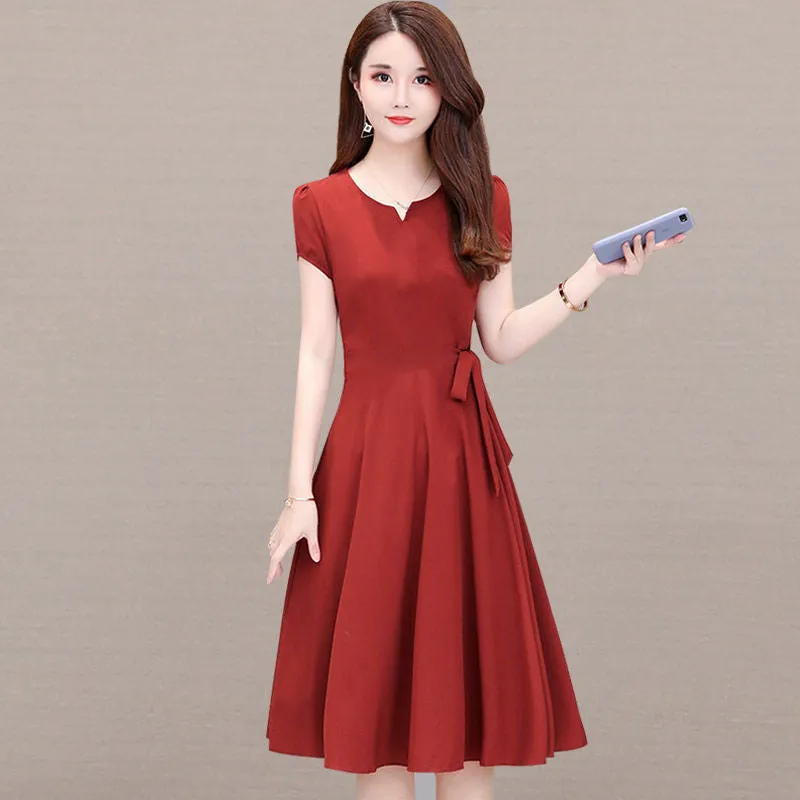 Summer Plus Size Women Mid-Length Lace All-Matching Loose Slim-Look A-Line Dress