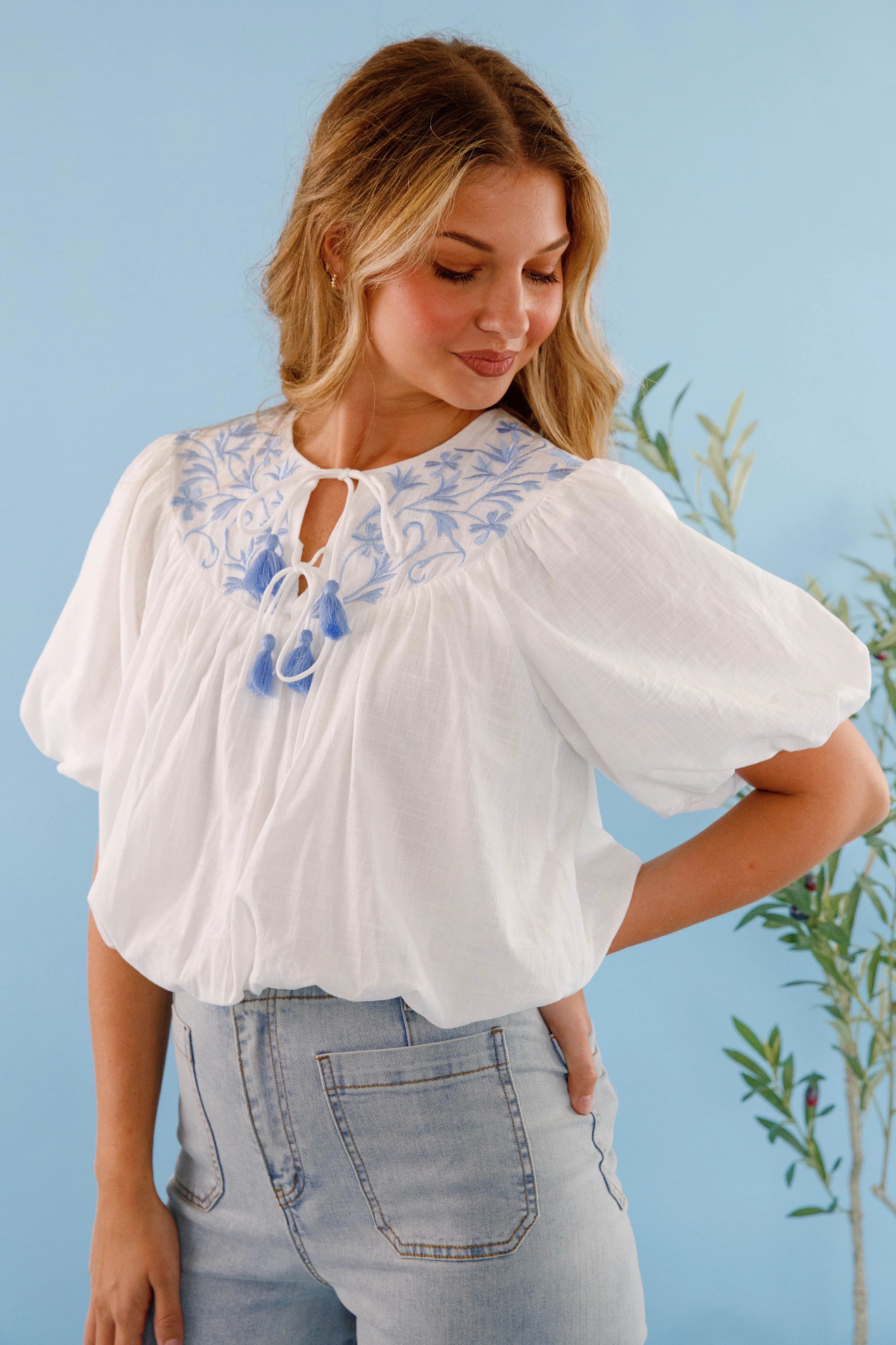 Non Iron Fabric RibbedTrims Summer Sensations Blouse