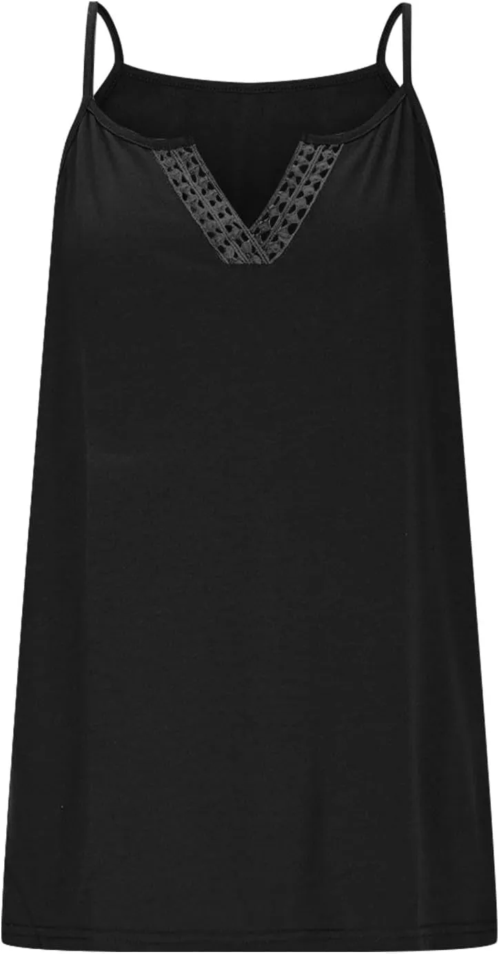 Summer Tank Top for Women Spaghetti Strap V Neck Sleeveless Camisole Casual Fashion Sexy Loose Fit Beach Cami Shirts