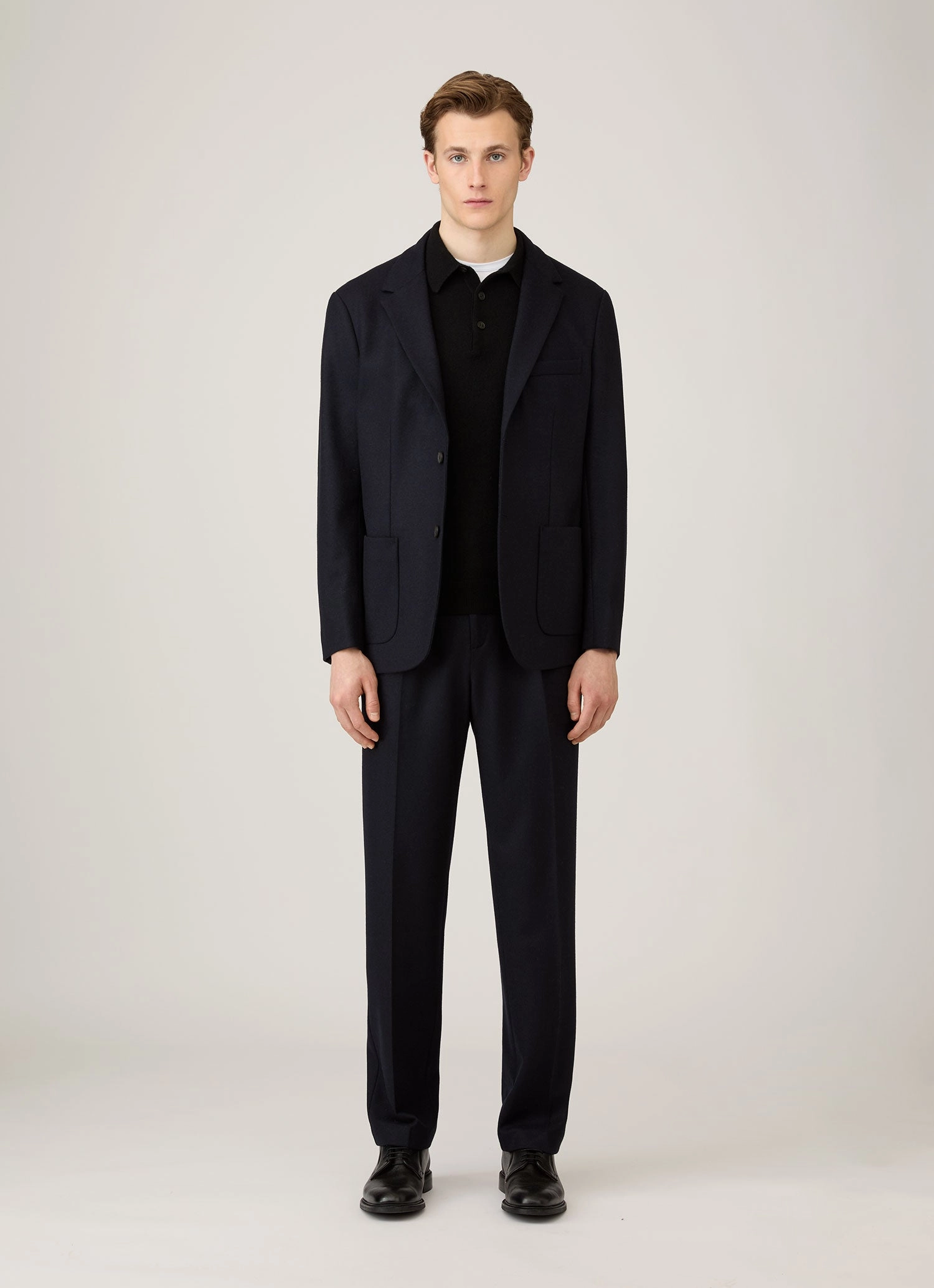 Men's Cashmere Polo Shirt in Black comfortable top Microfiber Textile