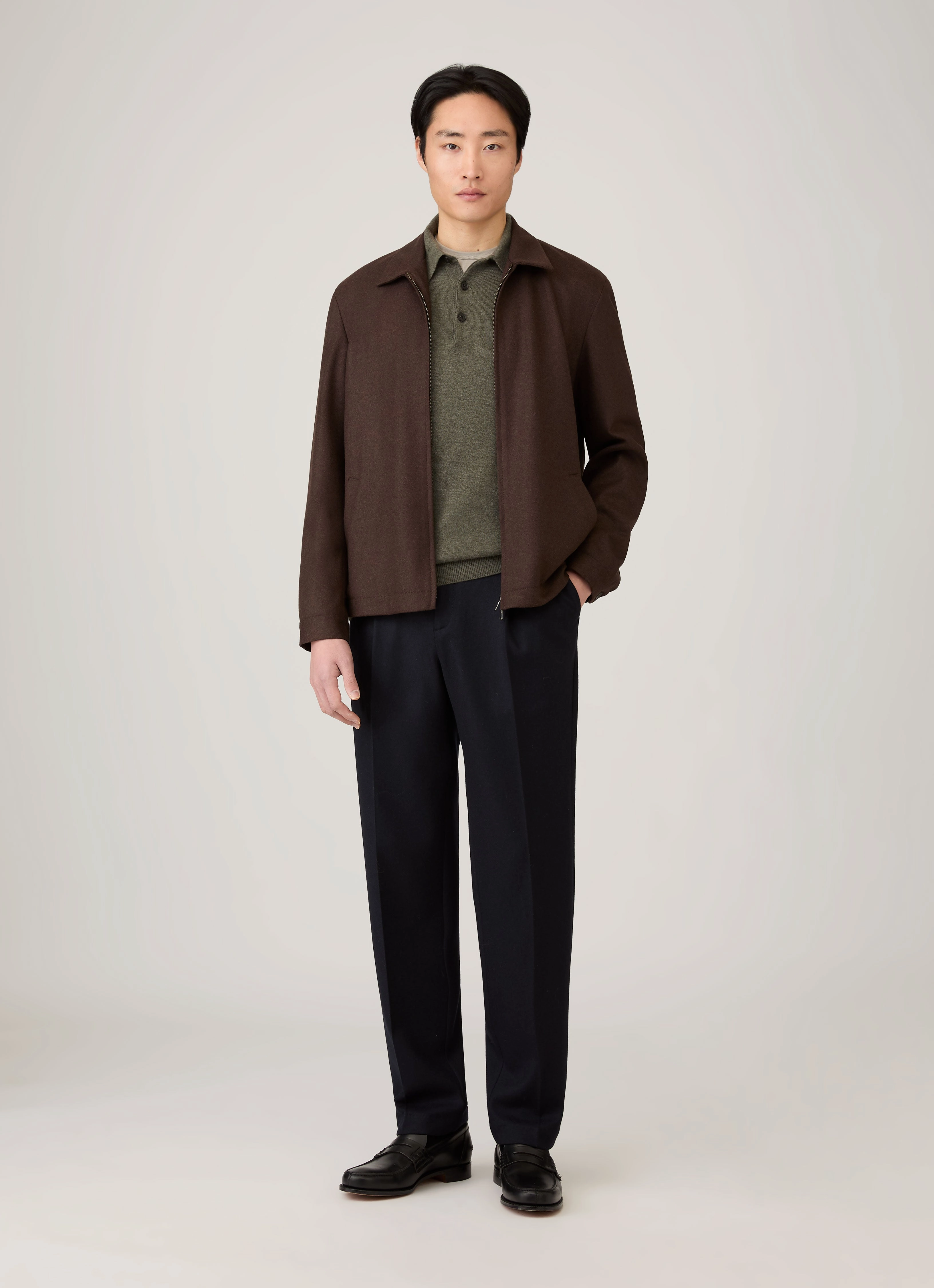 Men's Cashmere Polo Shirt in Khaki Stylish Vibe Chic Top