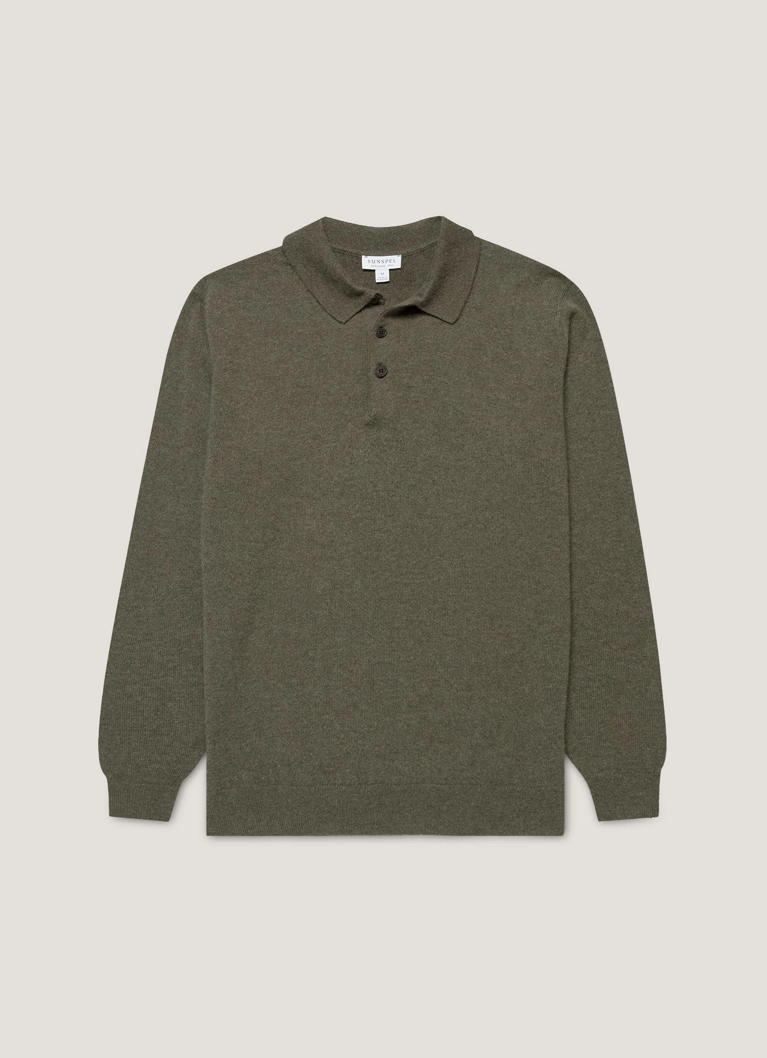 Summer Vacation Men's Cashmere Polo Shirt in Khaki