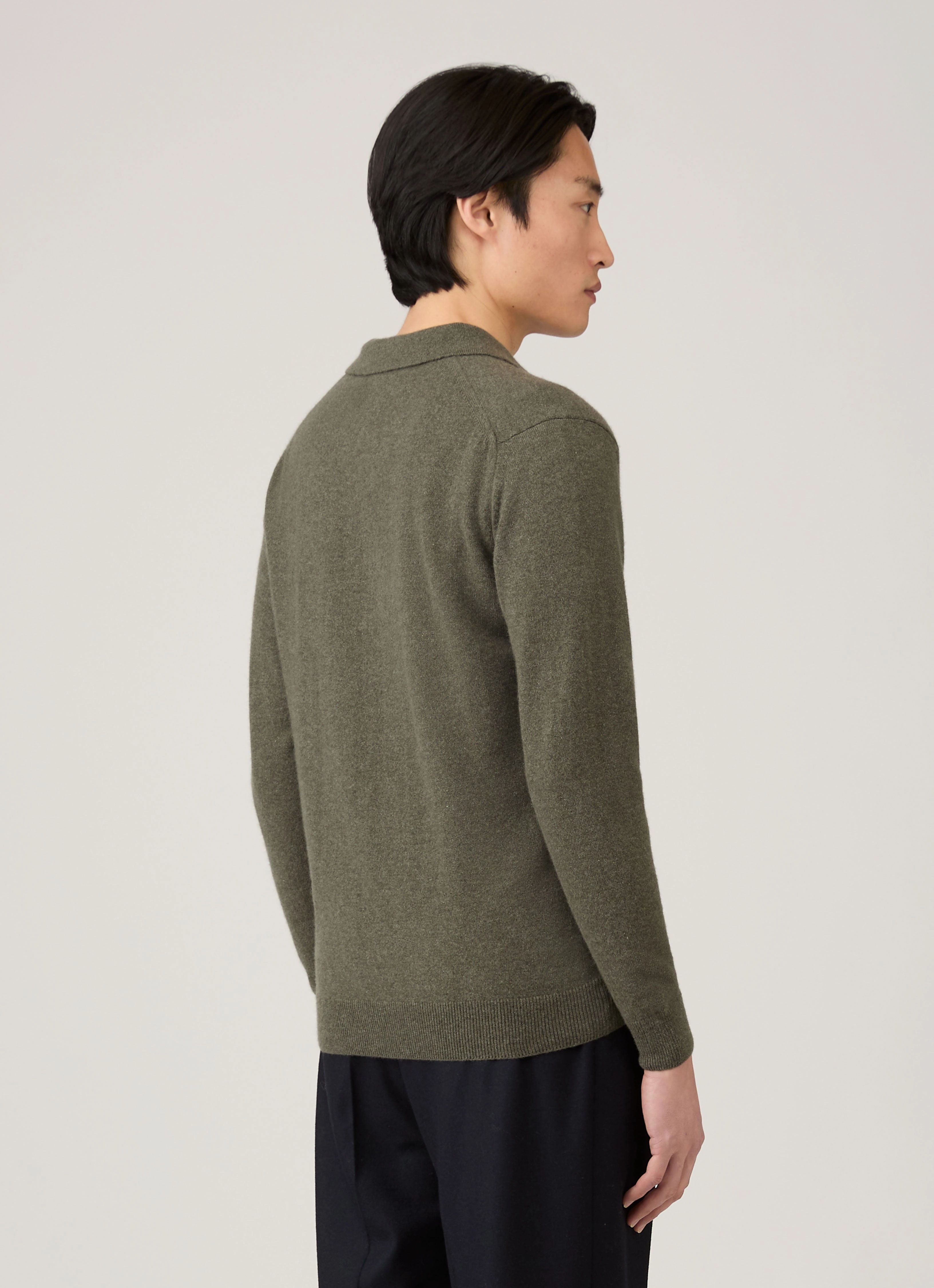 Men's Cashmere Polo Shirt in Khaki Fashion Forward Comfy Look