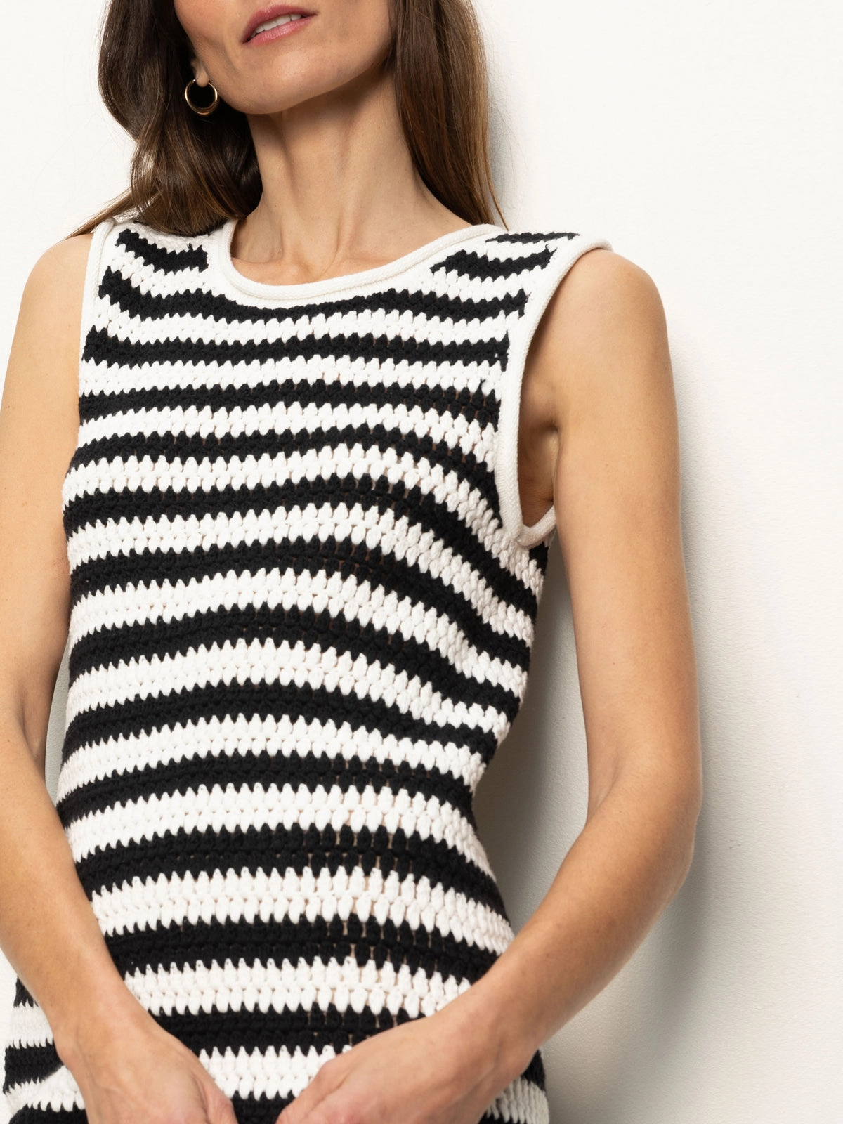 Relaxed and Effortless Summer Shell Dress Chalk Black Stripe