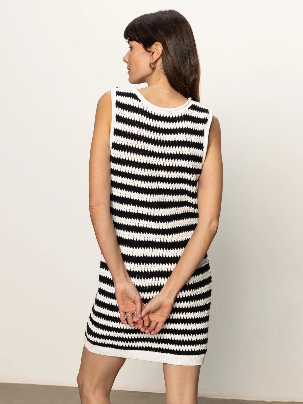 Summer Shell Dress Chalk Black Stripe Soft cotton dress Subtle Glow