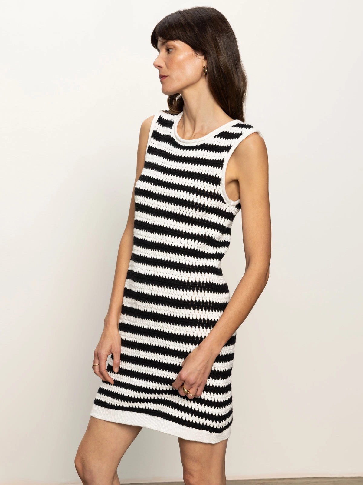 Urban Touch Relax Layers Summer Shell Dress Chalk Black Stripe