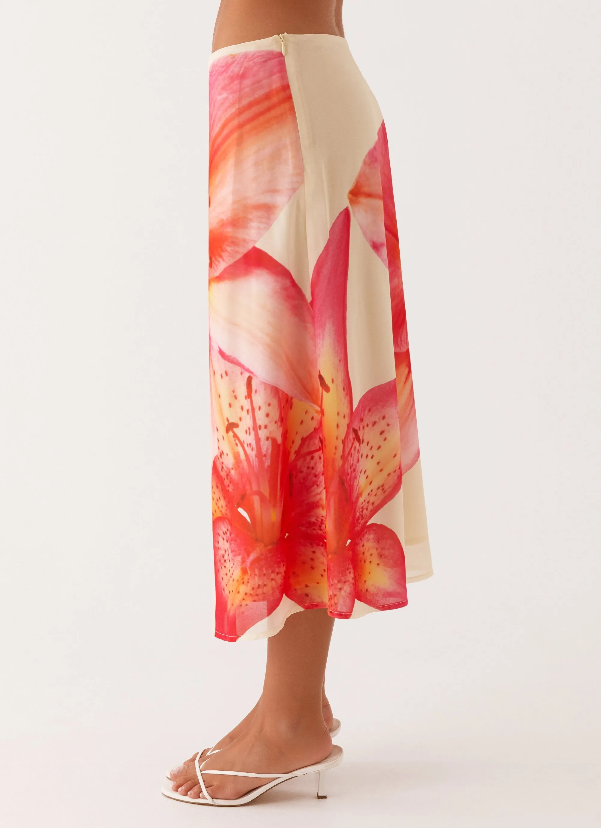 Work Ready NonSlipGrip Summertime Midi Skirt - Yellow Floral