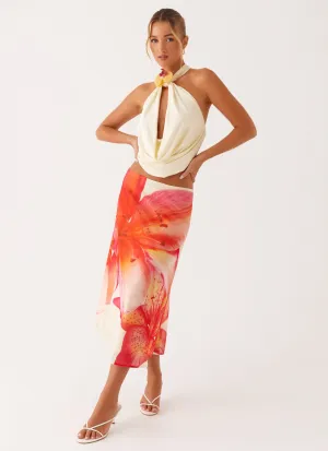 Summertime Midi Skirt - Yellow Floral Secure Layer Water Resistant ReinforcedSeams Summertime Midi Skirt - Yellow Floral