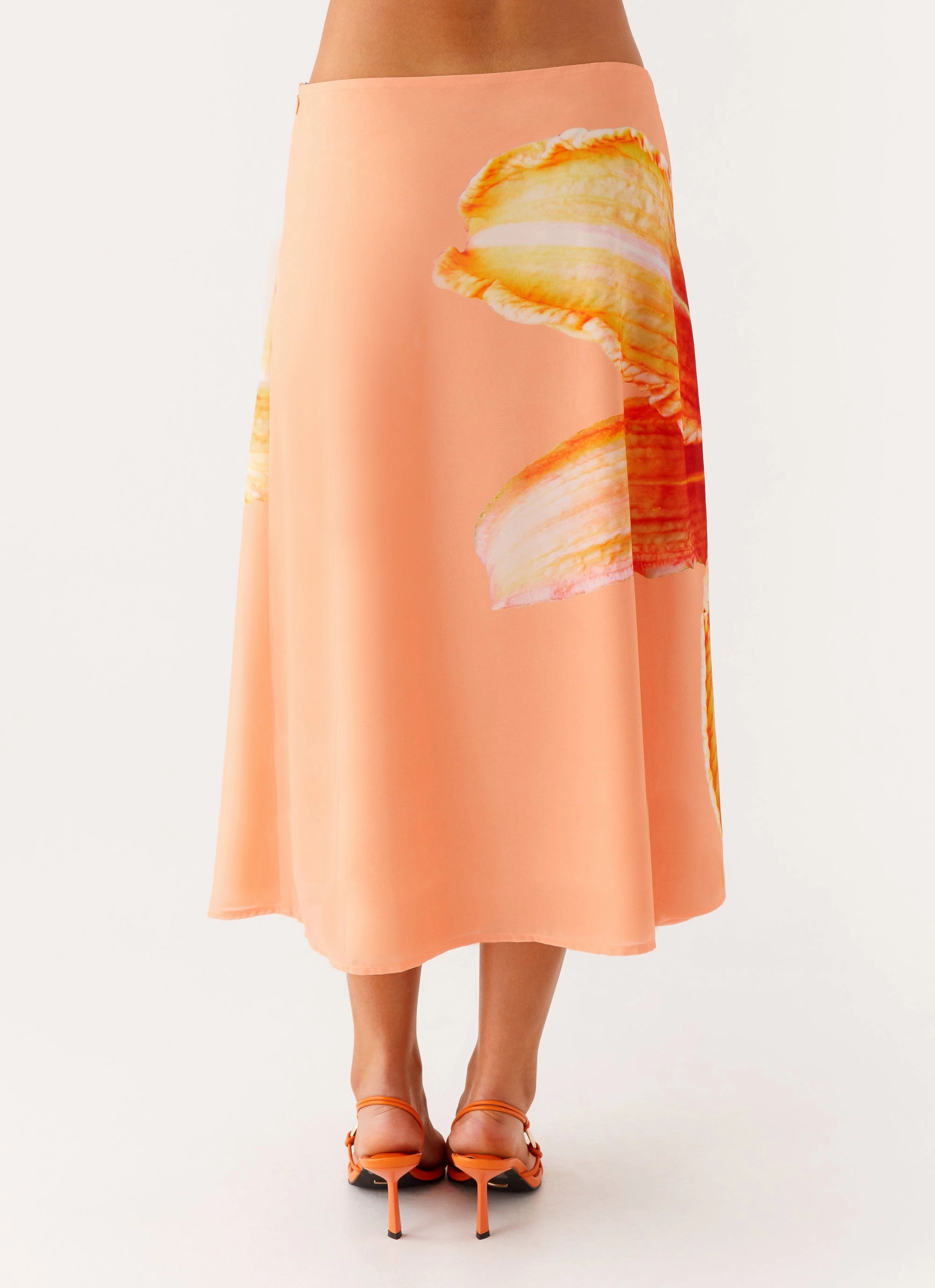 Summertime Midi Skirt - Orange Floral Street Active