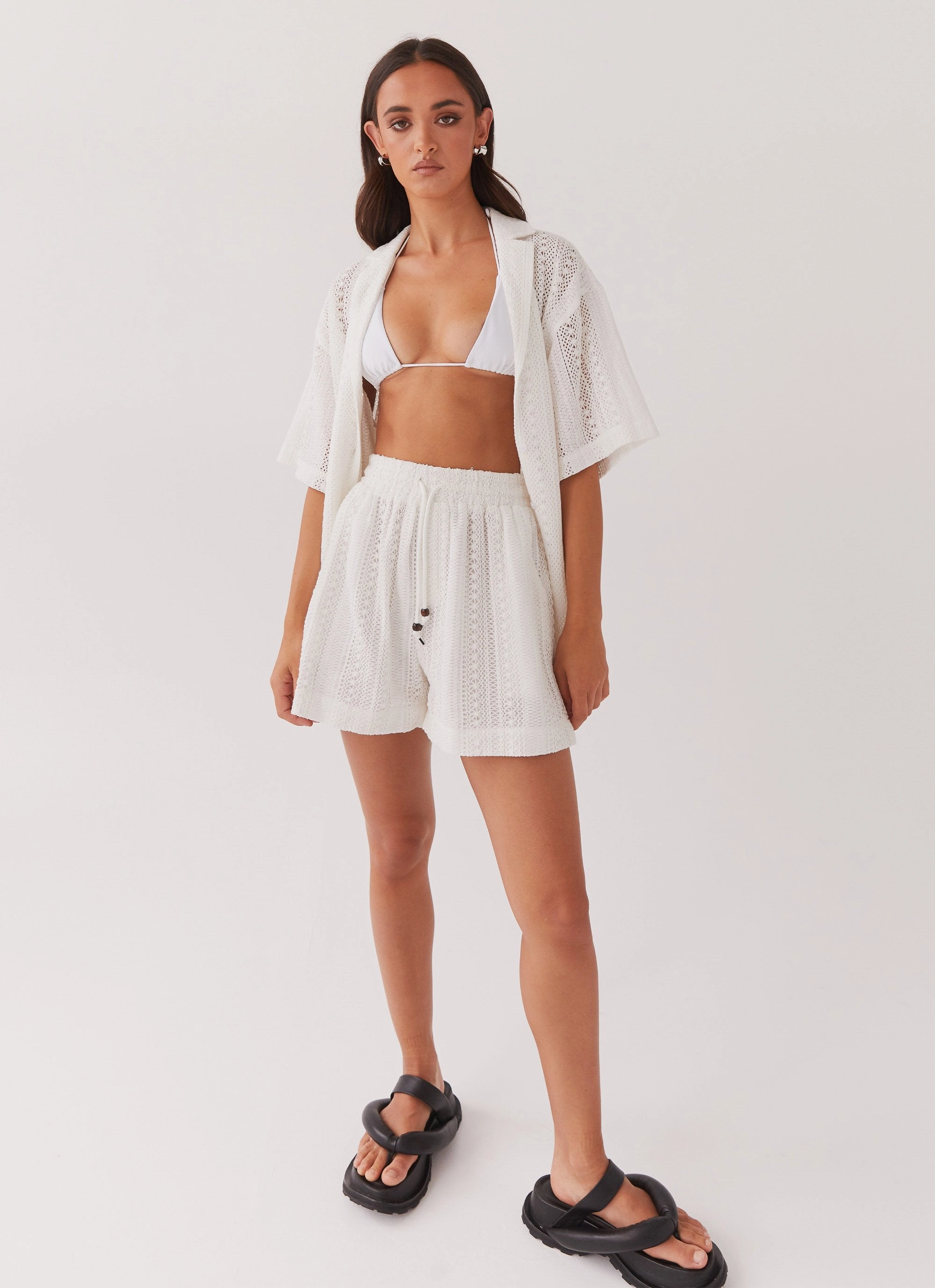 Sun Catcher Knit Shorts - Ivory Soft and Cozy