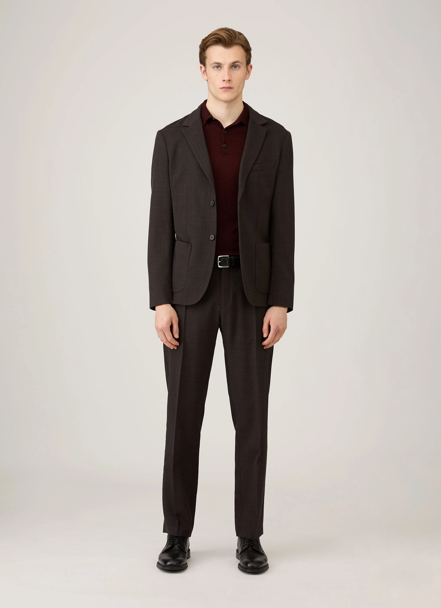 Sporty Elegance Comfortable Layer Men's Extra-Fine Merino Polo Shirt in Bakelite