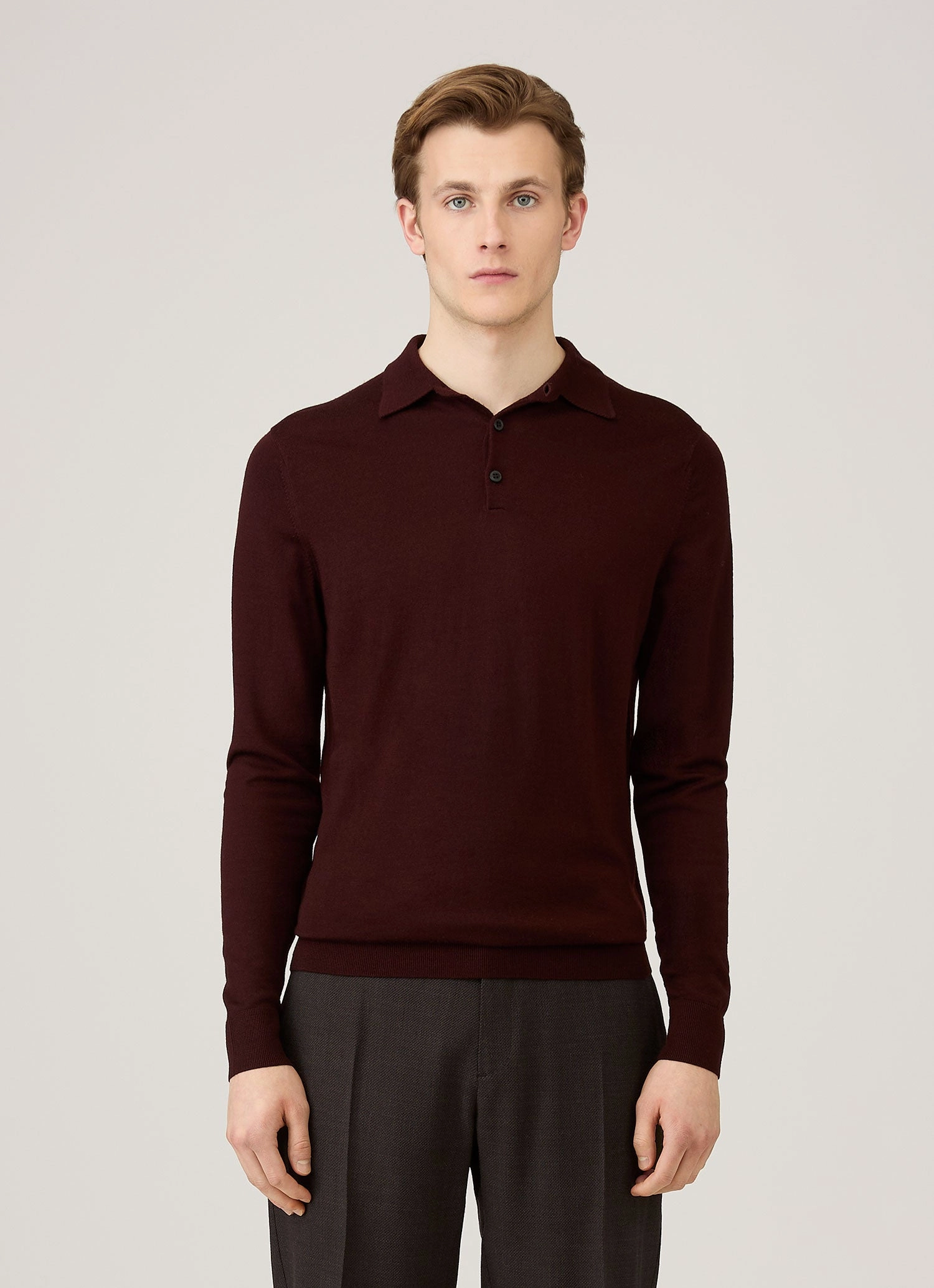 Men's Extra-Fine Merino Polo Shirt in Bakelite Premium Wear