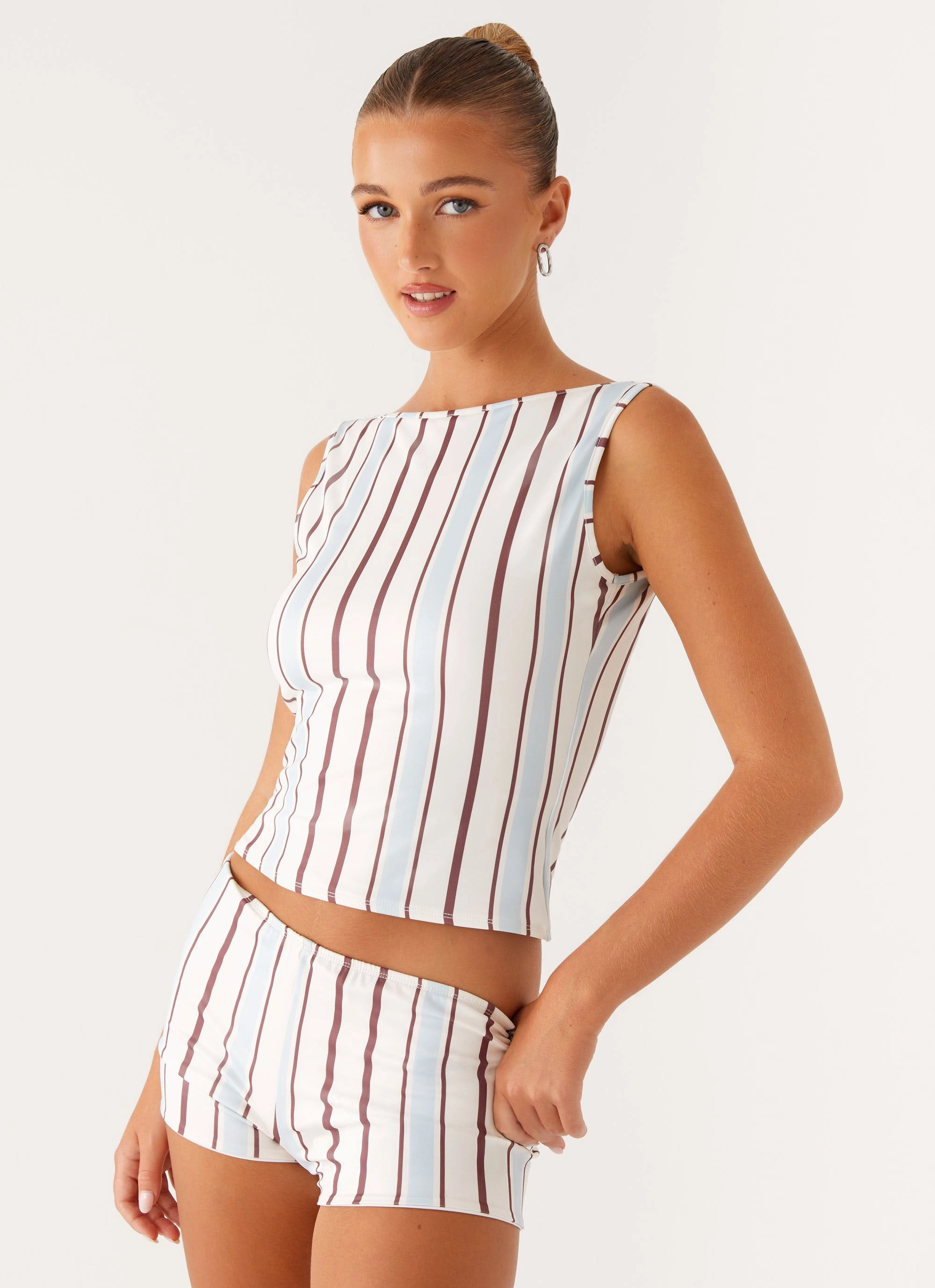 Recycled Fiber Blend Sun's Out Tank Top - Blue Stripe