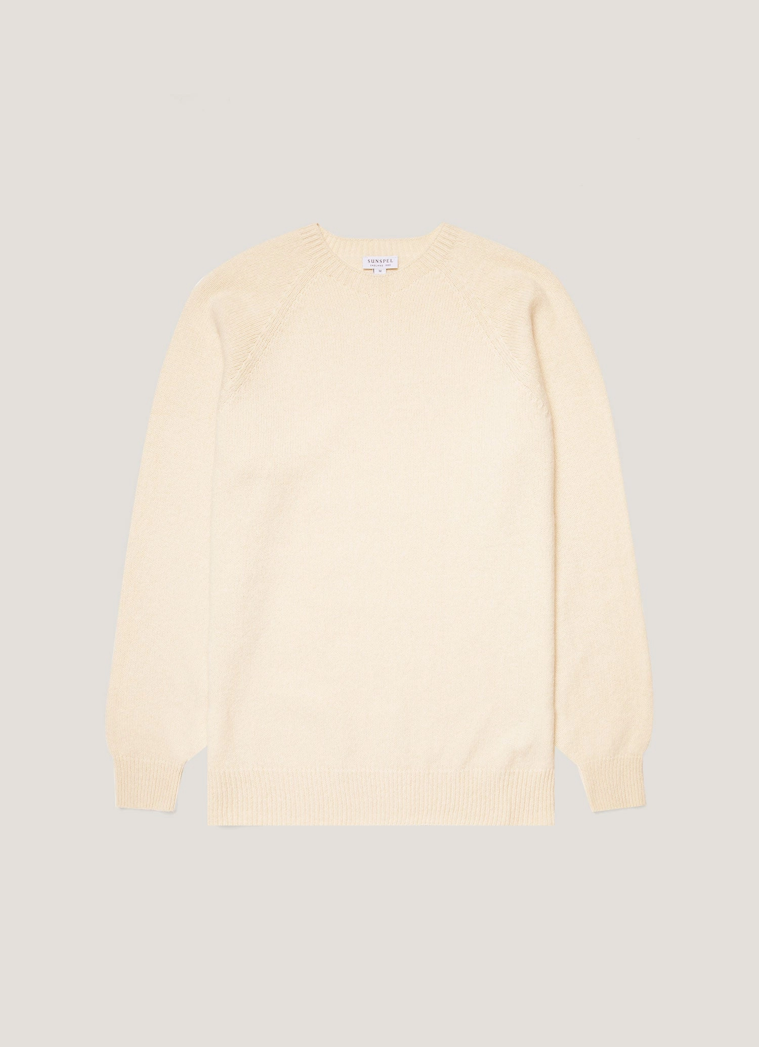 Layer Trend Neutral Colors Men's Lambswool Crew Neck Jumper in Ecru