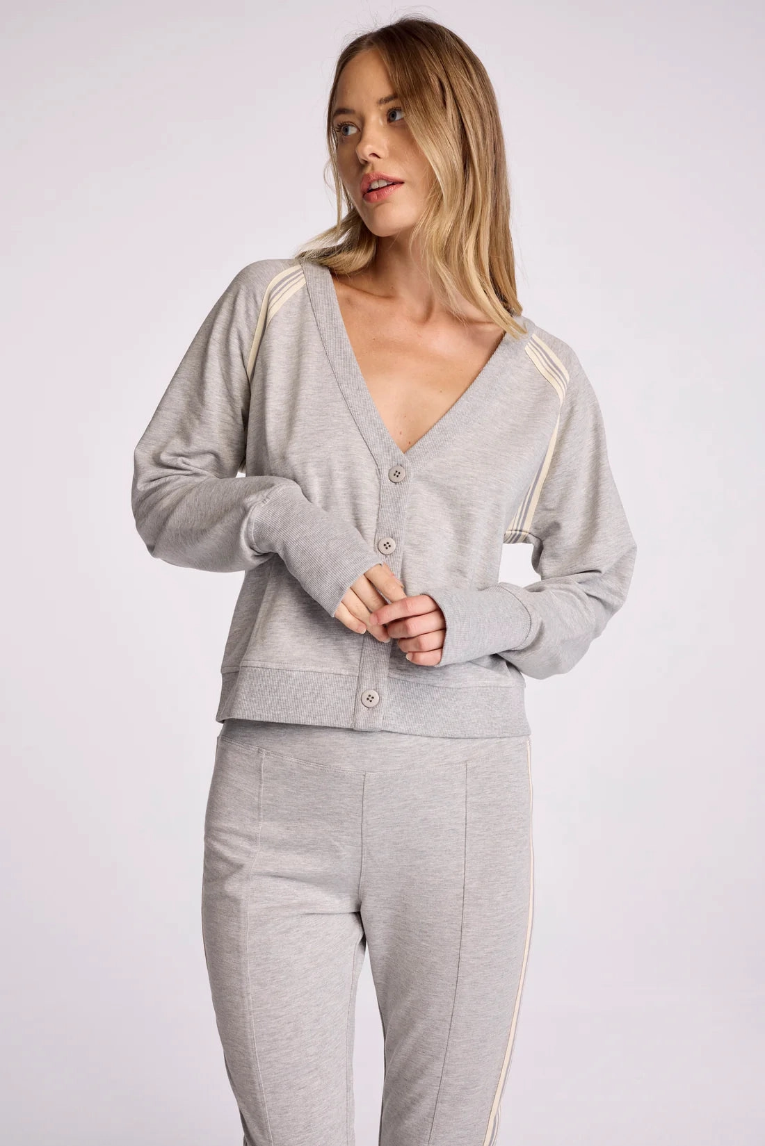 Sundays Poppy Grey Cardigan Micro Gauge Knitting