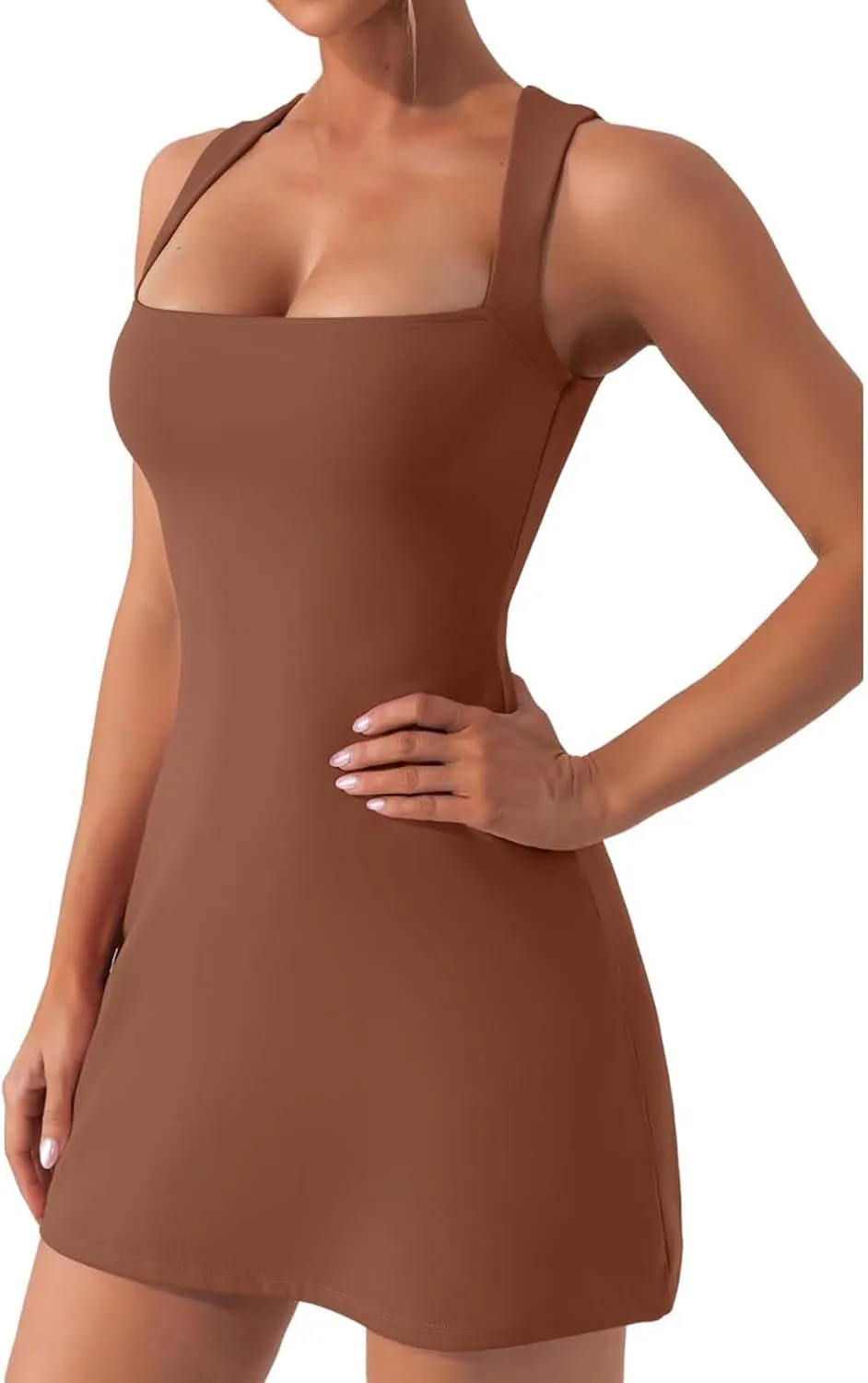 Sundress for Women Sexy Sleeveless Square Neck Mini Dresses Spaghetti Strap Tunic Dresses Fashion Party Club Dress