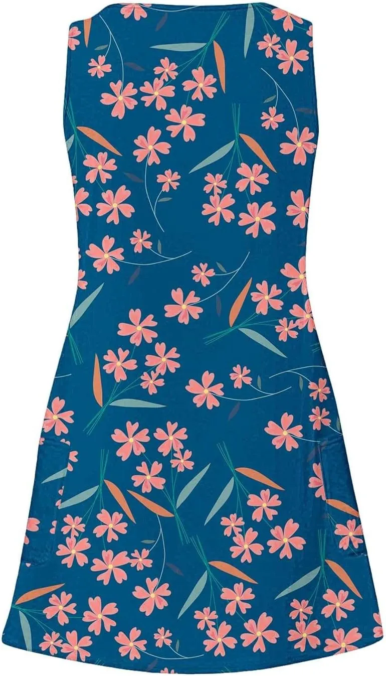 Sundresses for Women Summer Casual V Neck Sleeveless Sun Dresses Boho Tank Dress 4th of July Patriotic Beach Dresses