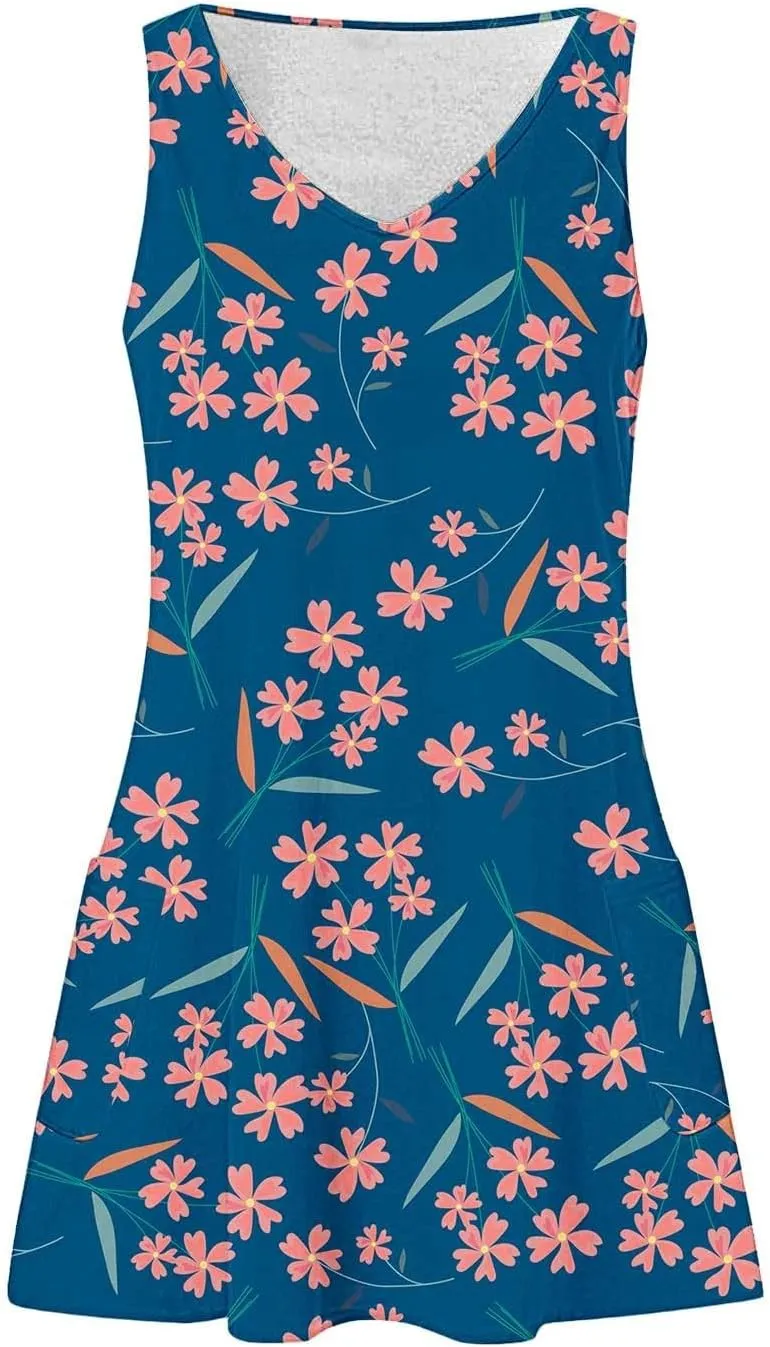 Sundresses for Women Summer Casual V Neck Sleeveless Sun Dresses Boho Tank Dress 4th of July Patriotic Beach Dresses