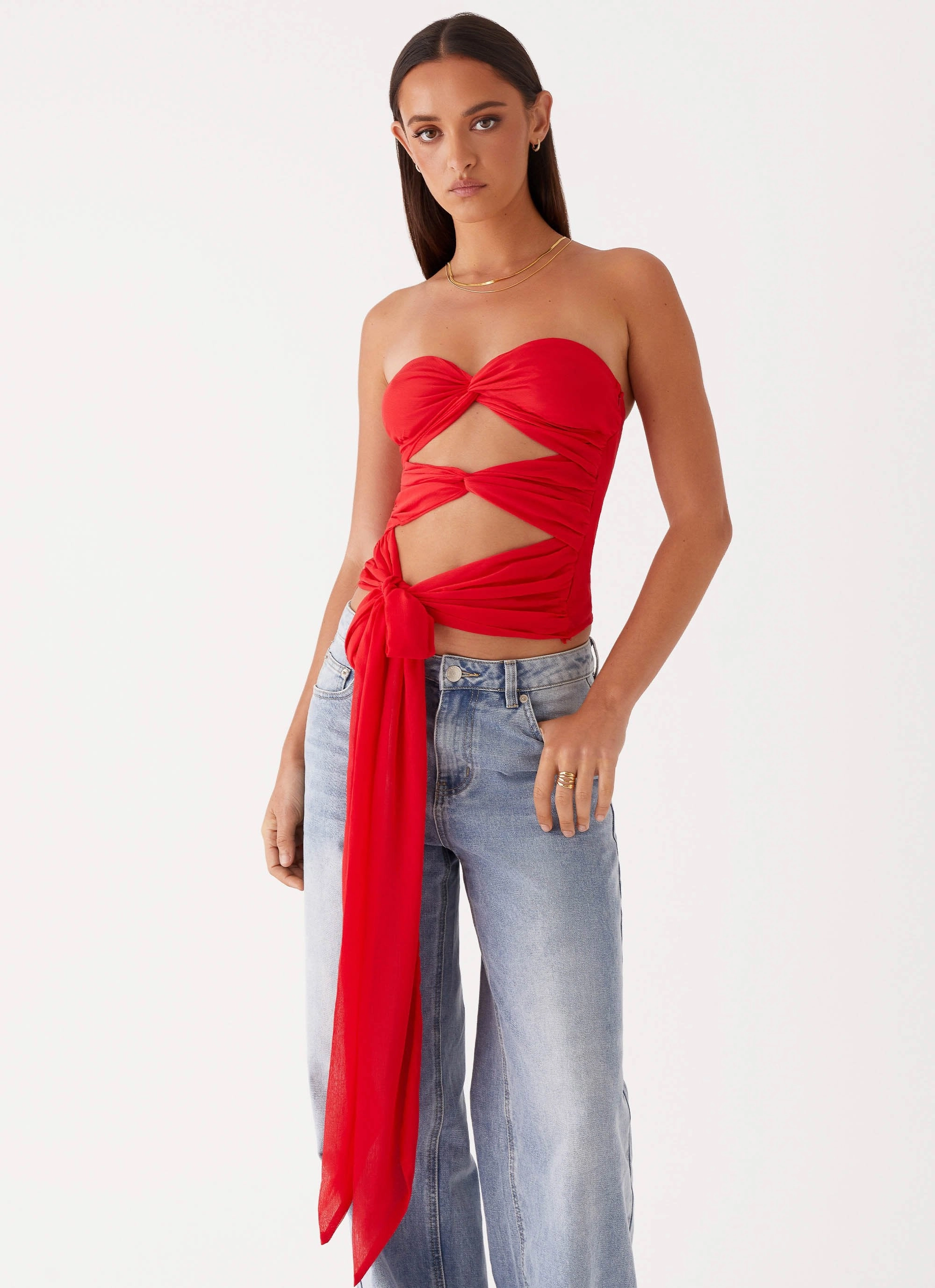 Sunlight Cascade Top - Red NonIrritating Stitching