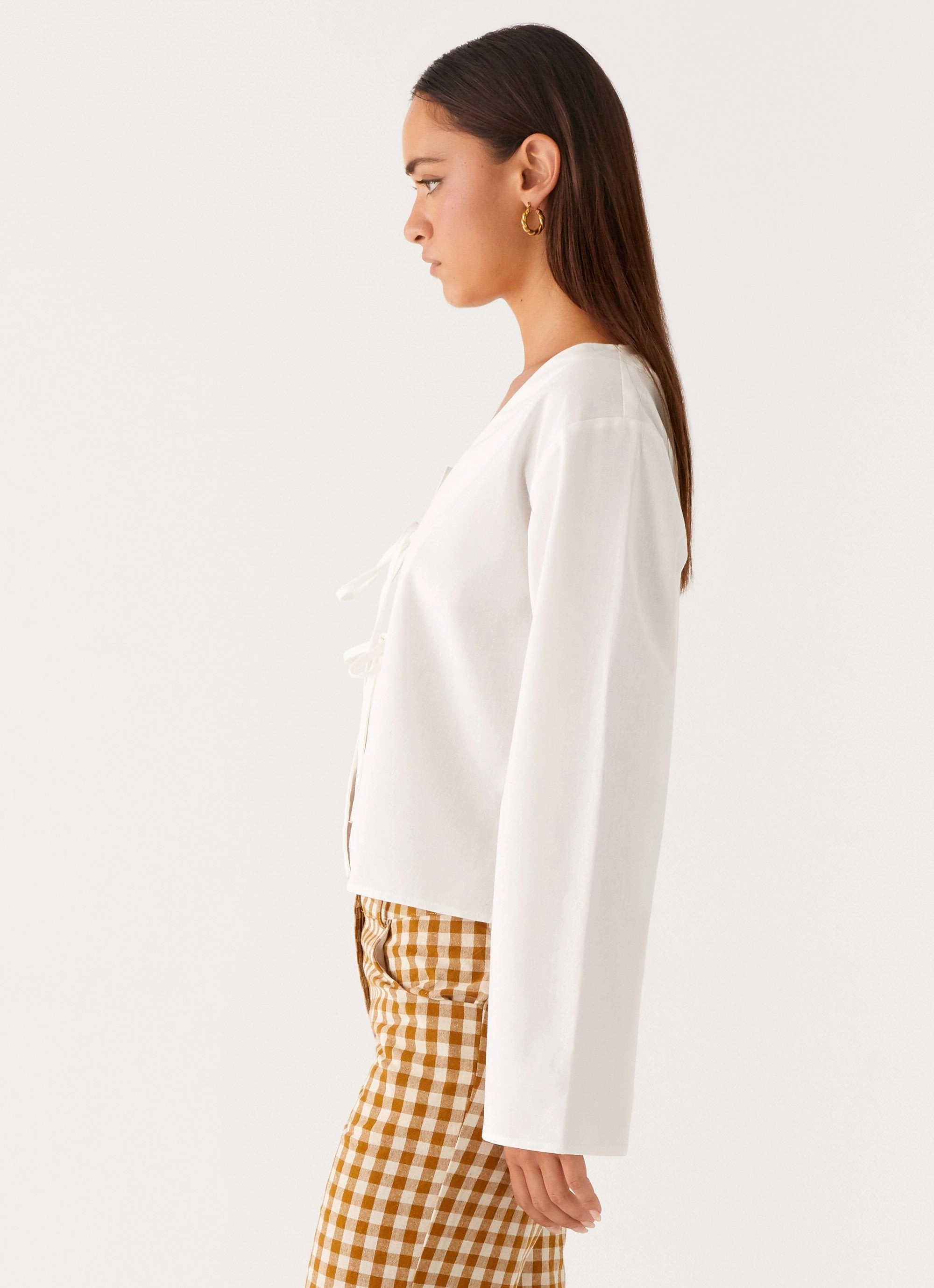 Isabelle Tie Front Top - White Basic Wardrobe