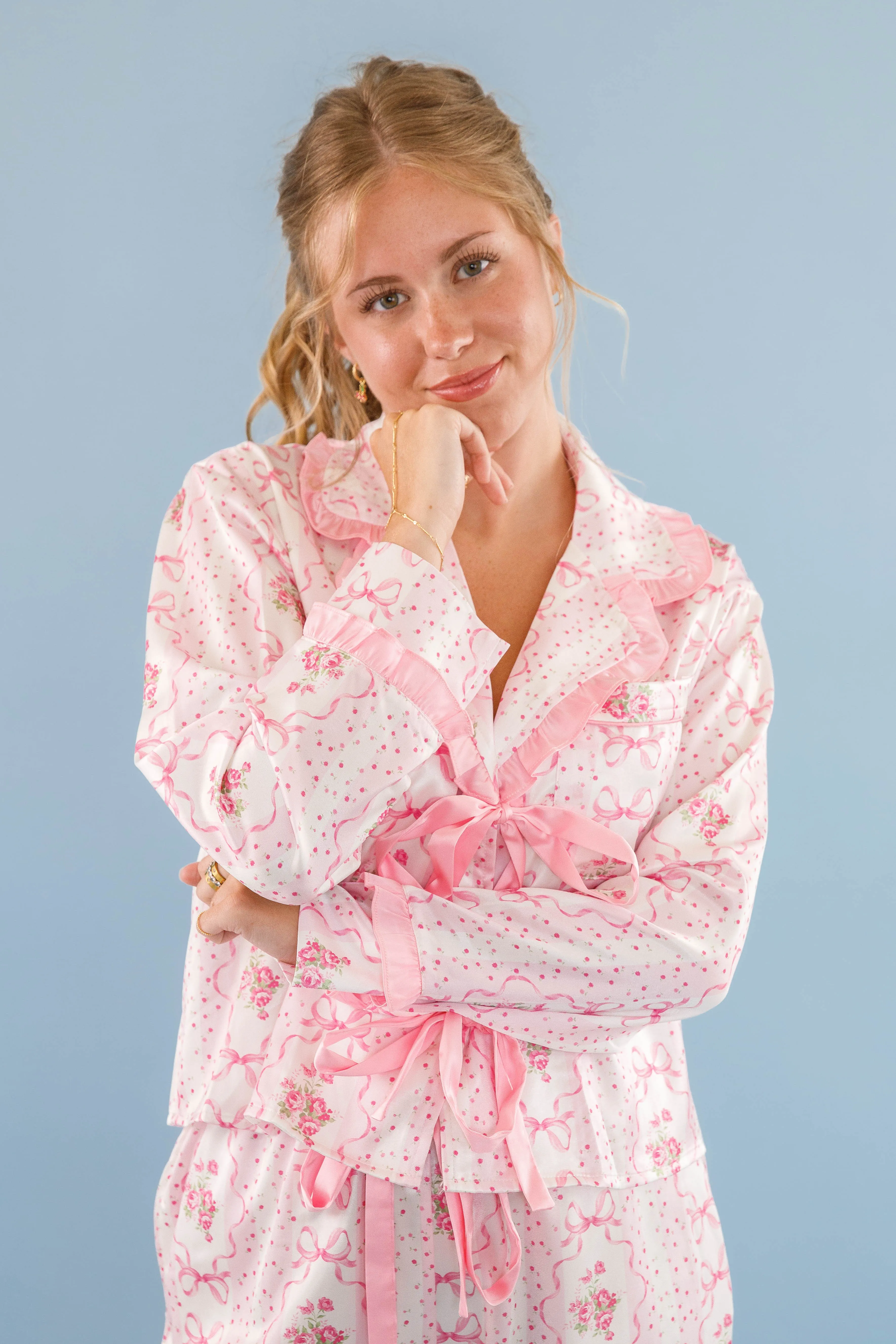 WideNeckOpening Office Attire Rom-Com Marathon Pajama Top