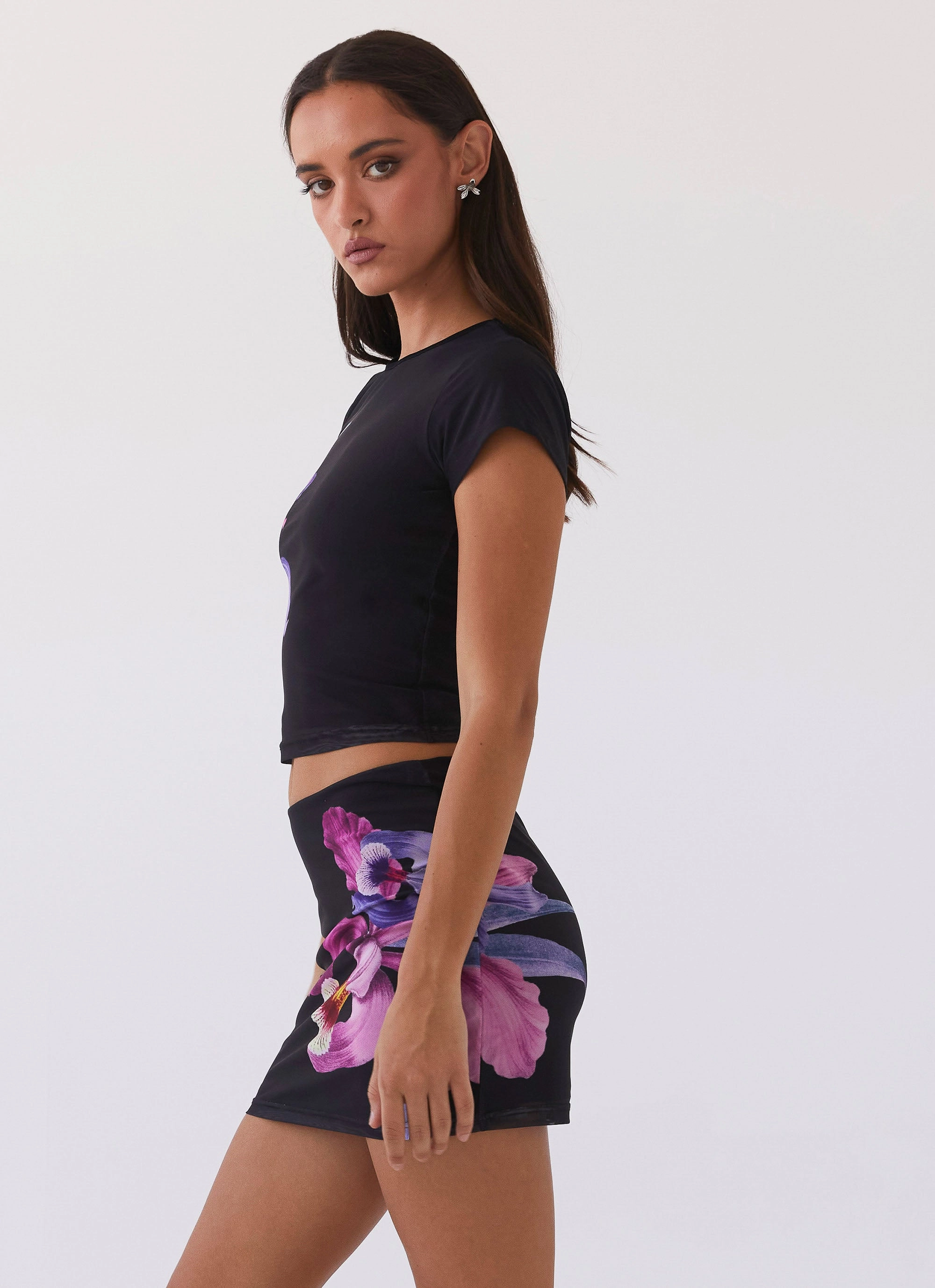 Sunset Bliss Mesh Mini Skirt - Cosmo Floral Everyday Comfort Fit