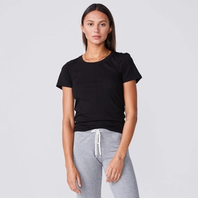 Super Fine Jersey Fitted Crew Neck Tee Durable Reinforced Seams Super Fine Jersey Fitted Crew Neck Tee Non Irritating Seam Finish Adjustable Shoulder Straps