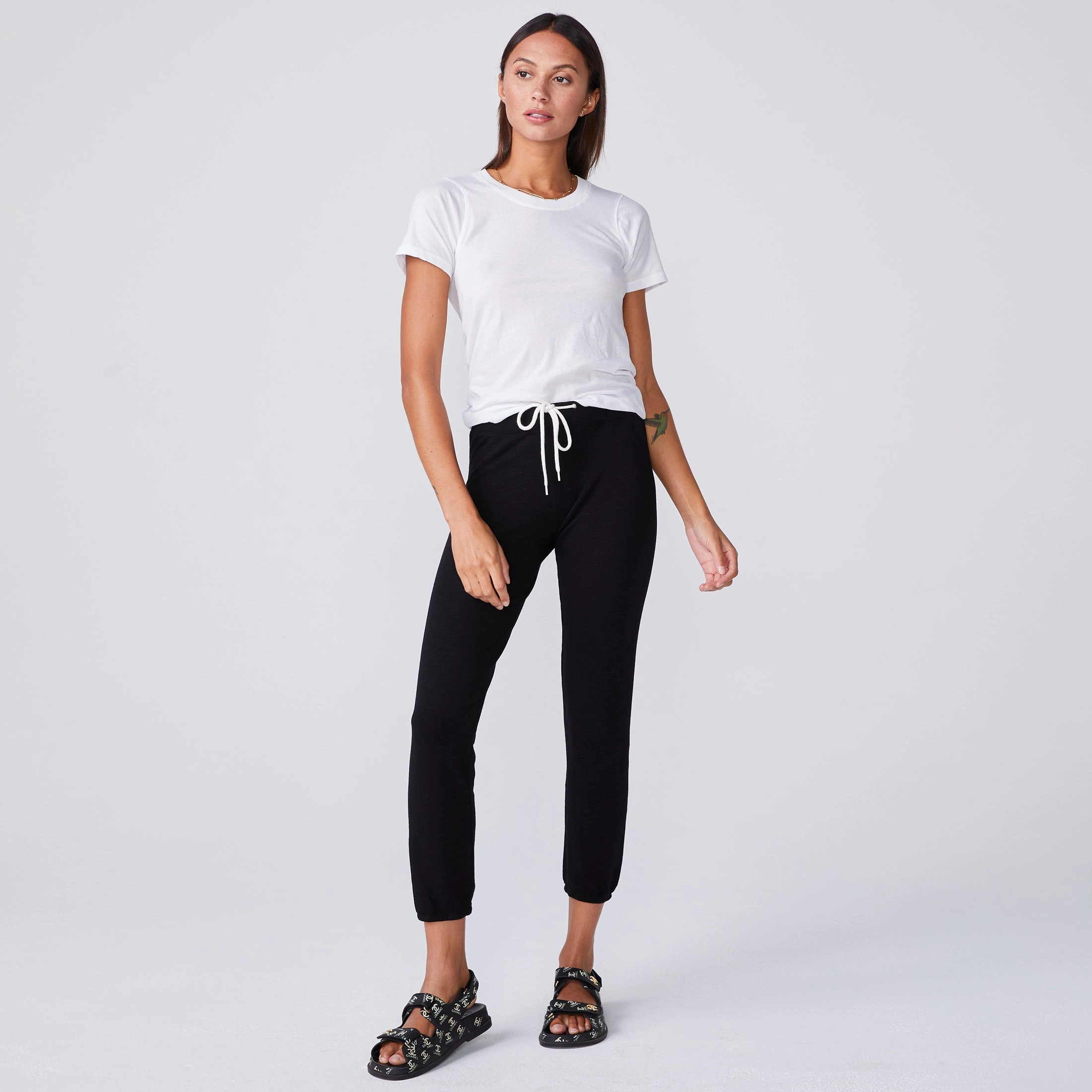 ContrastPlacket Super Fine Jersey Fitted Crew Neck Tee