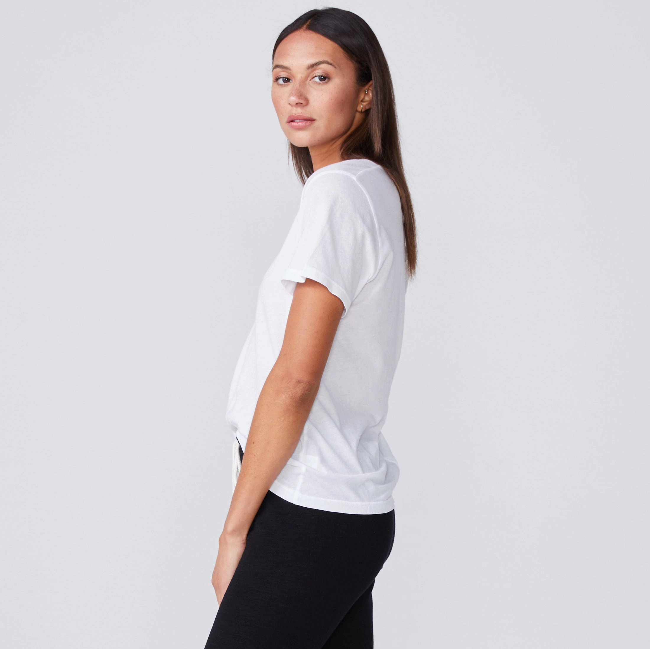 Super Fine Jersey Fitted V Neck Tee Low Profile Seaming