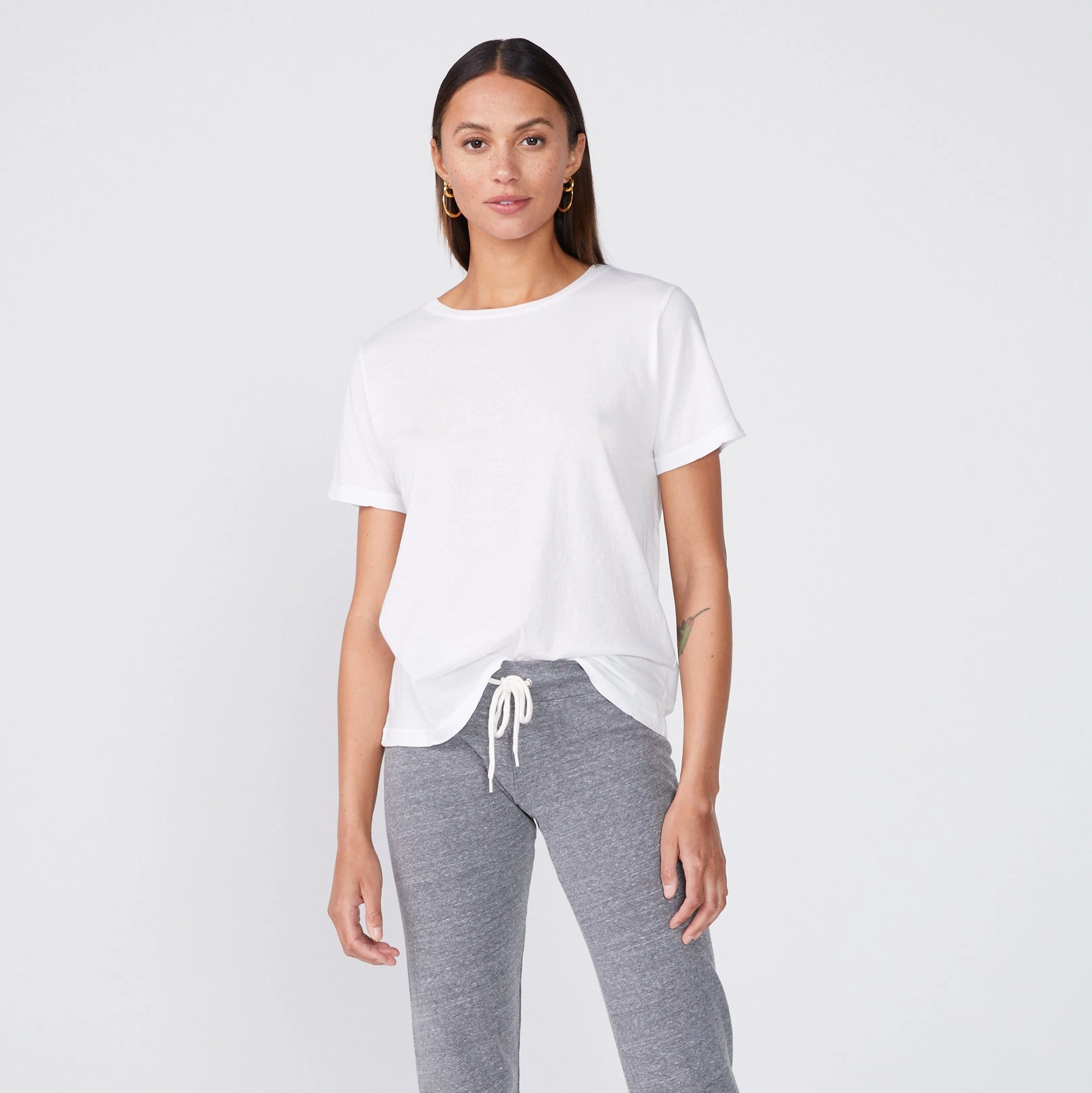 Super Fine Jersey Oversized Crew Neck Tee Neutral Tone Stitching