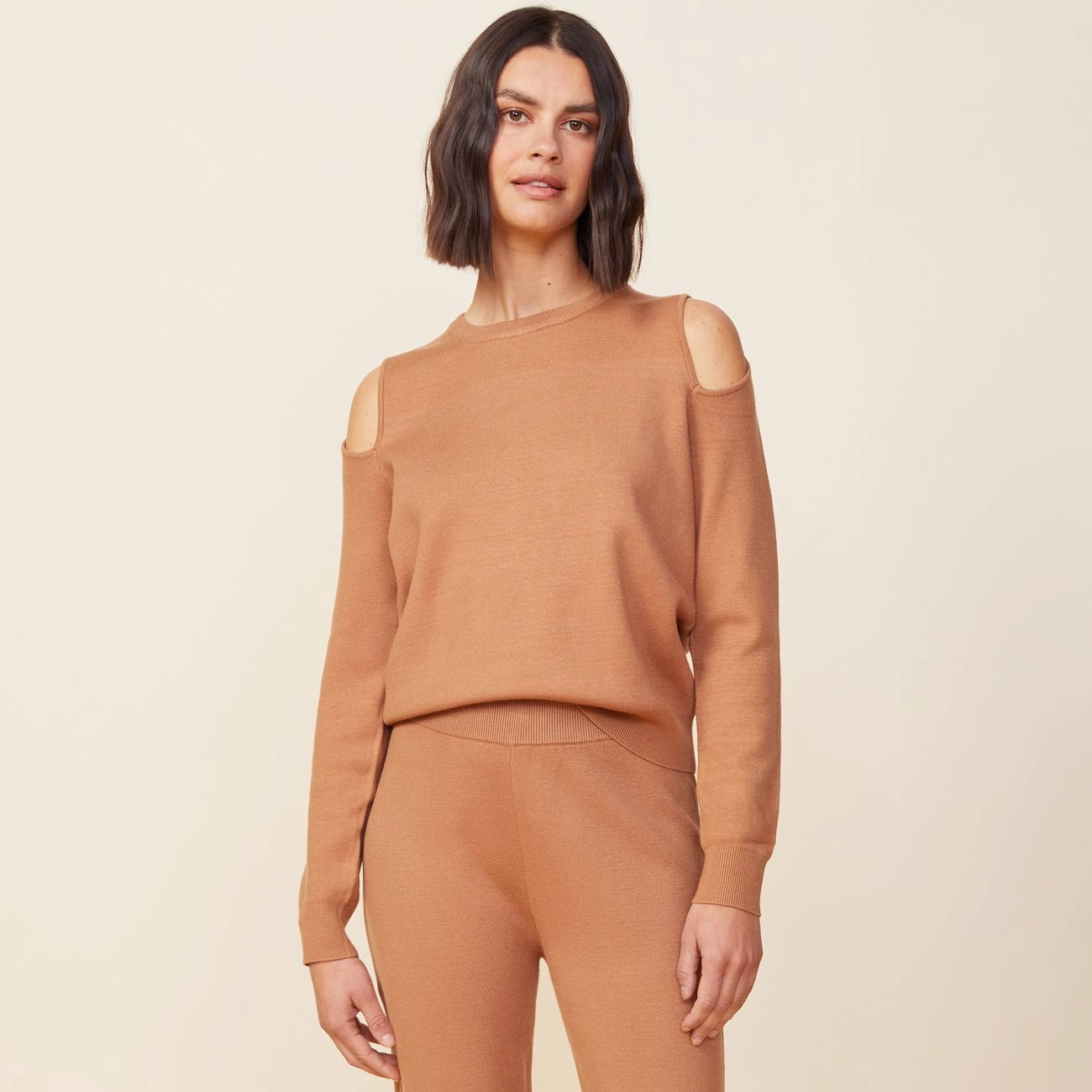 Supersoft Sweater Knit Cut Out Sweatshirt QuickDry Textile Airflow Weave Pattern