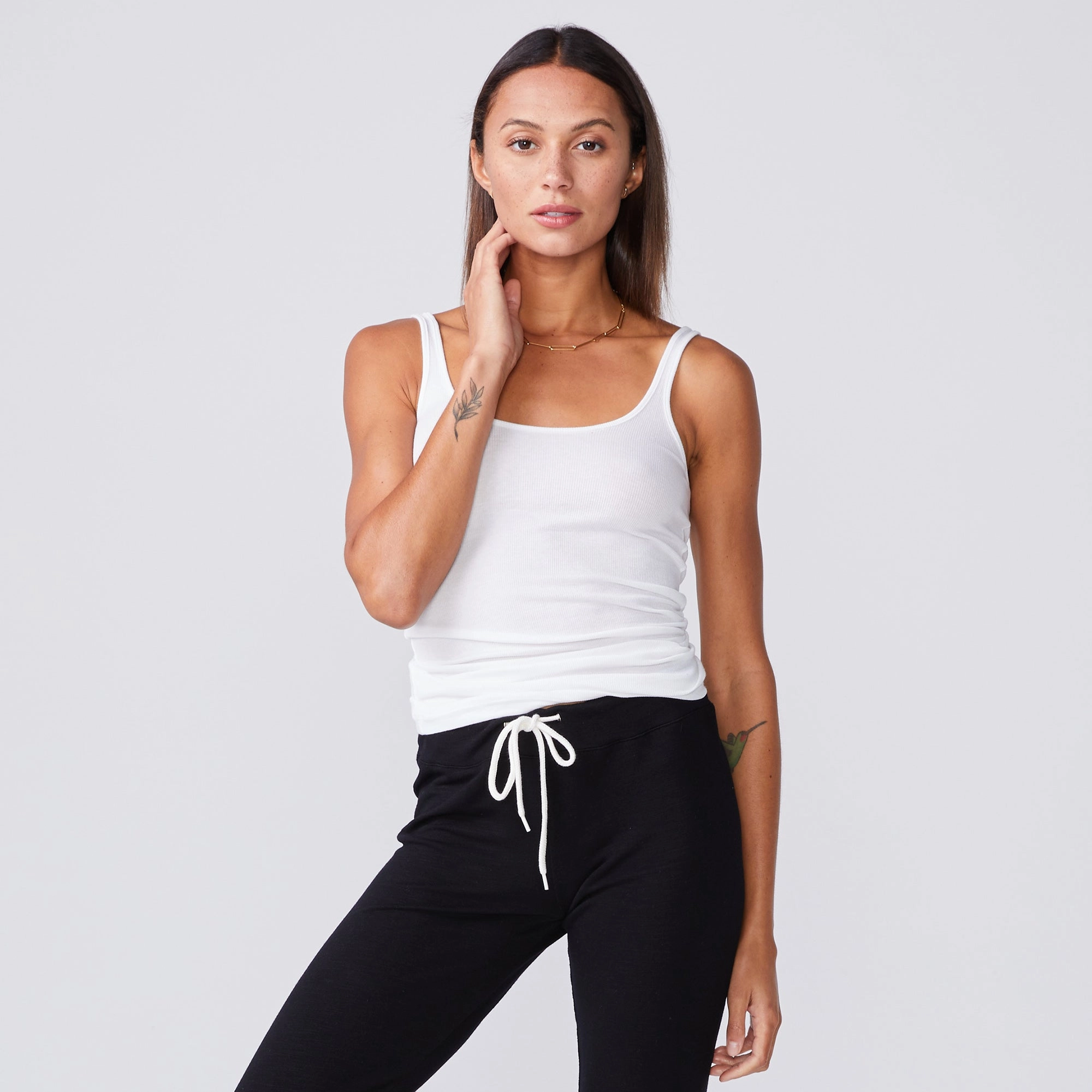 Garment Washed Supimafine Rib Scoop Neck Tank