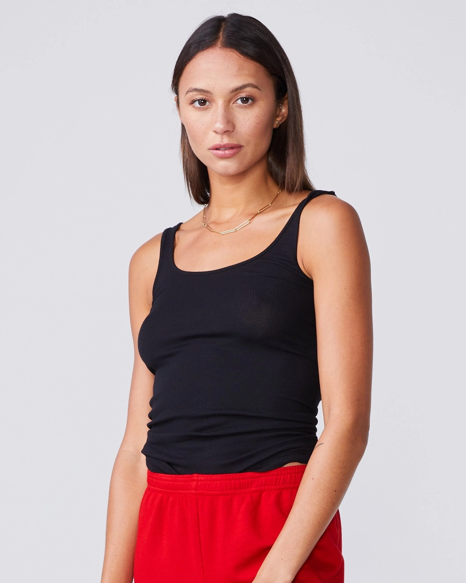 WrinkleResistant Fabric Supimafine Rib Scoop Neck Tank