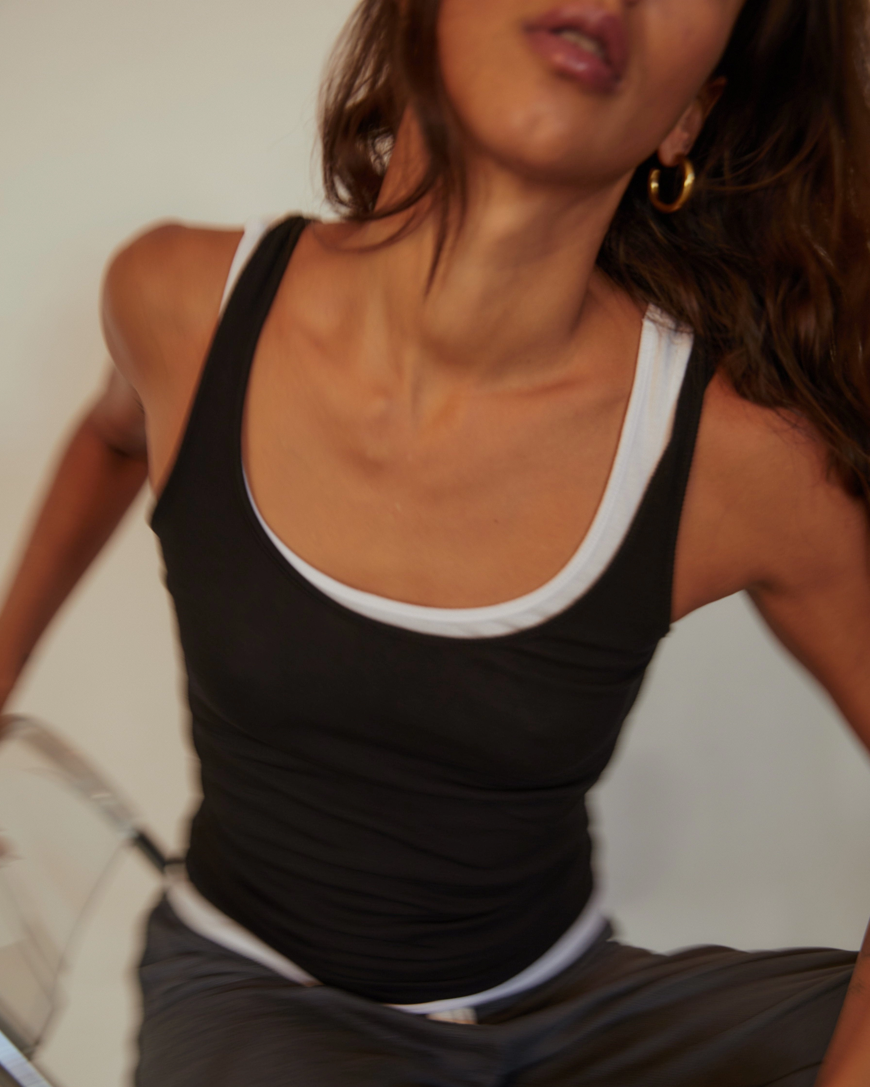 Supimafine Rib Scoop Neck Tank Adjustable Fit System AllPurposeWear