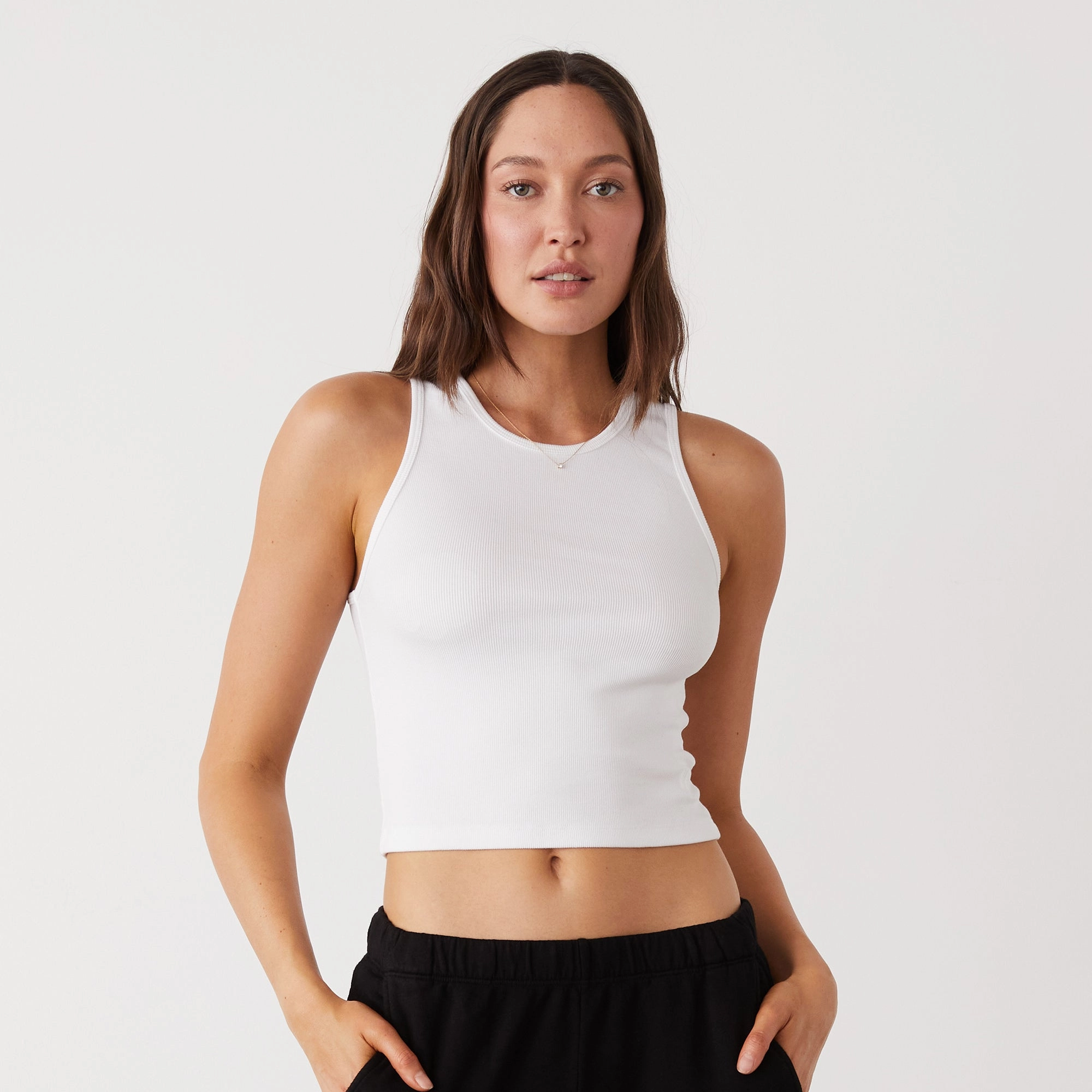 Supimaluxe Rib Crop High Neck Tank AntiPill Texture