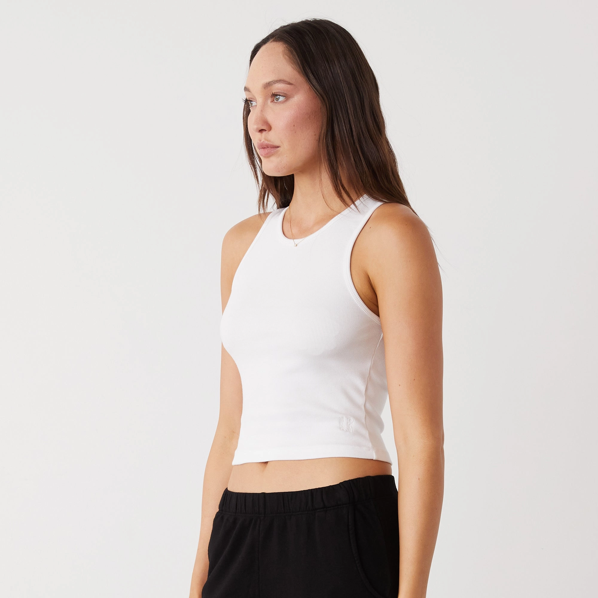 Supimaluxe Rib Crop High Neck Tank Comfortable Collar