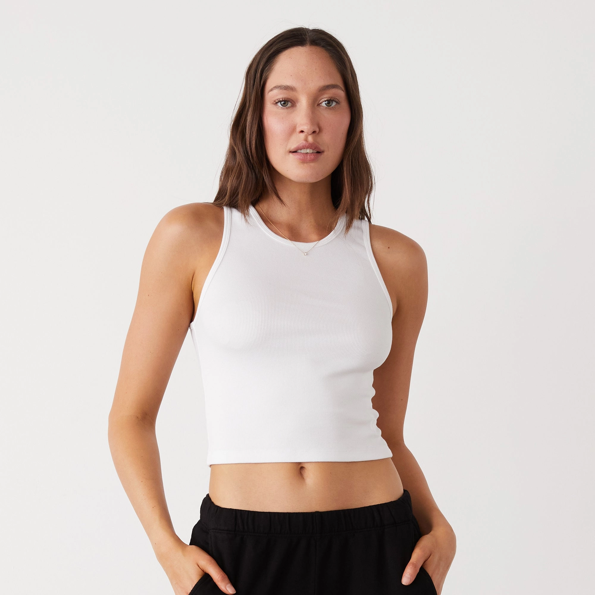 Supimaluxe Rib Crop High Neck Tank EcoFriendly Material