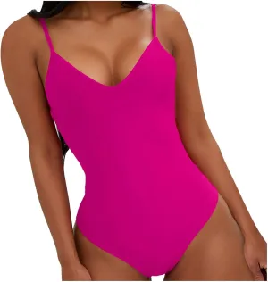 Suspender Deep V One Piece Swimsuit for Women Sexy Backless Tummy Control Bikini Swimwear Summer Beach Bathing Suit