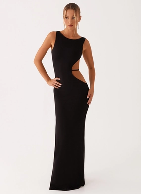 Sutton Maxi Dress - Black Embroidered Outfit Skin Glow Sutton Maxi Dress - Black