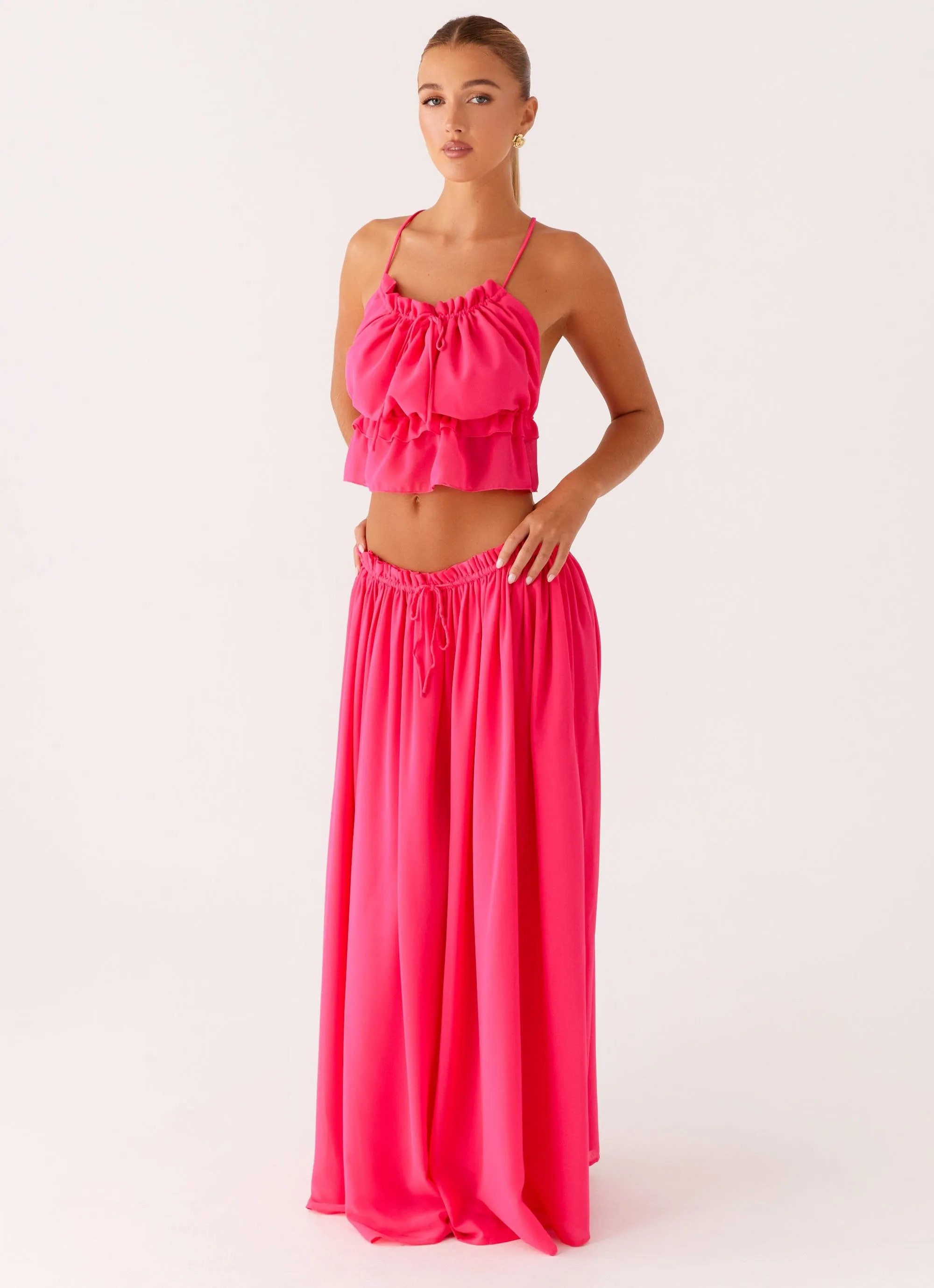 Zaya Maxi Skirt - Fuchsia Relaxed Vibe