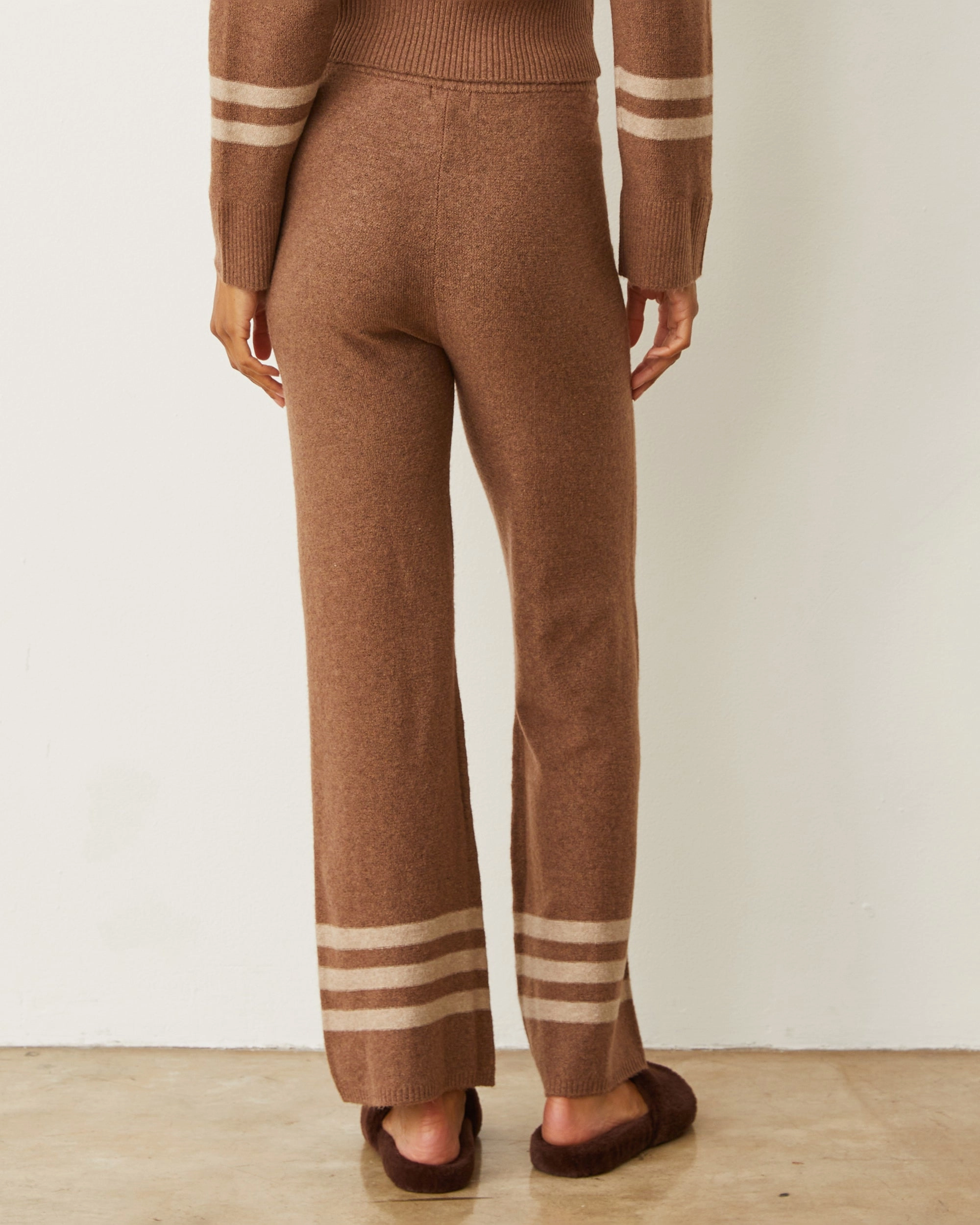 Plush Stripe Straight Leg Sweat Casual Must-Have Chilly Weather Fit