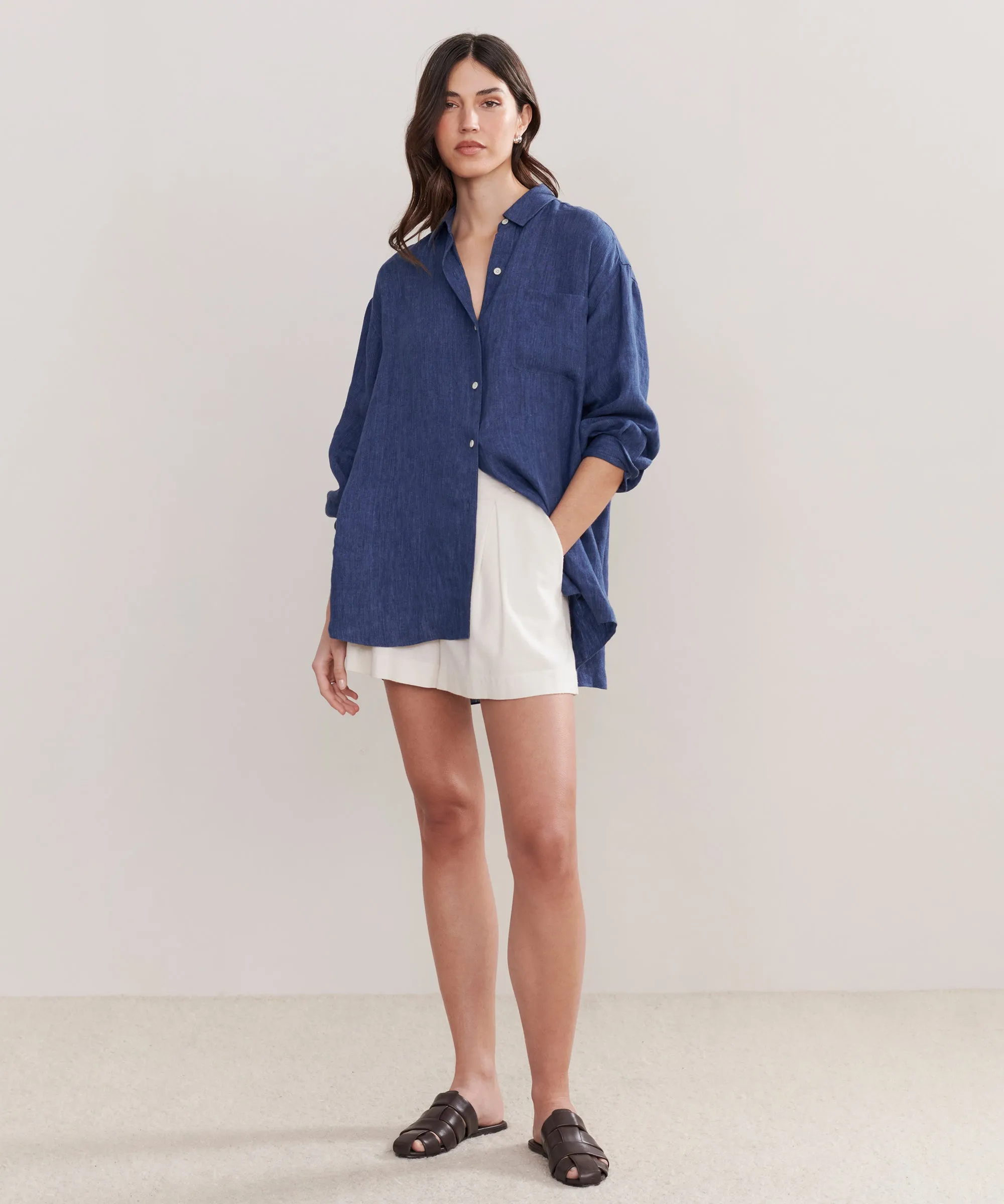 Relaxed Oversized Shirt High Neck Design