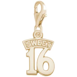 Sweet 16 Charm in Yellow Gold Plated