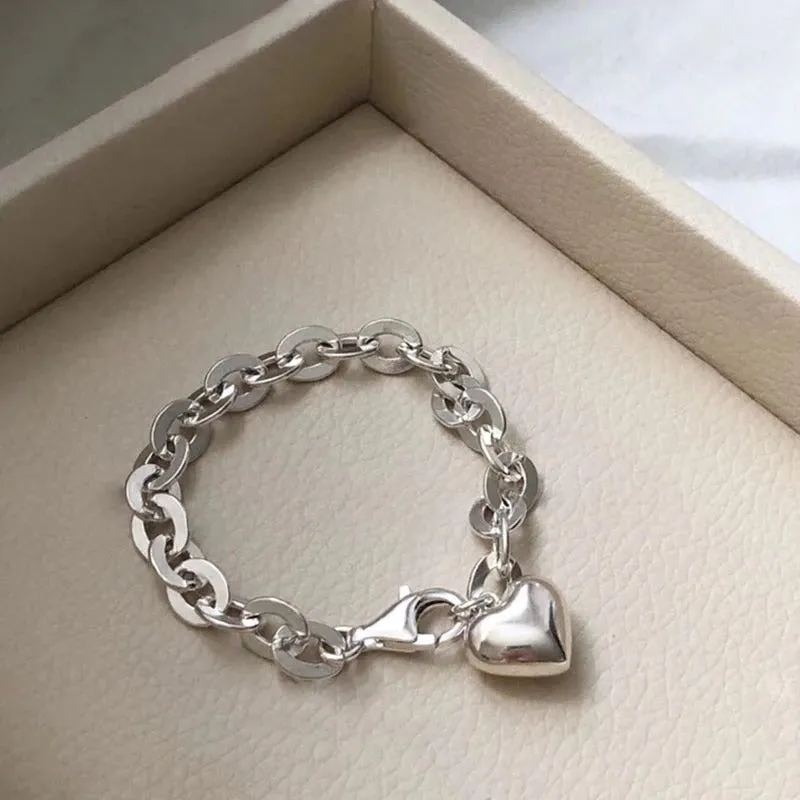 Sweet Love Heart Charm with Thick Chain Bracelets