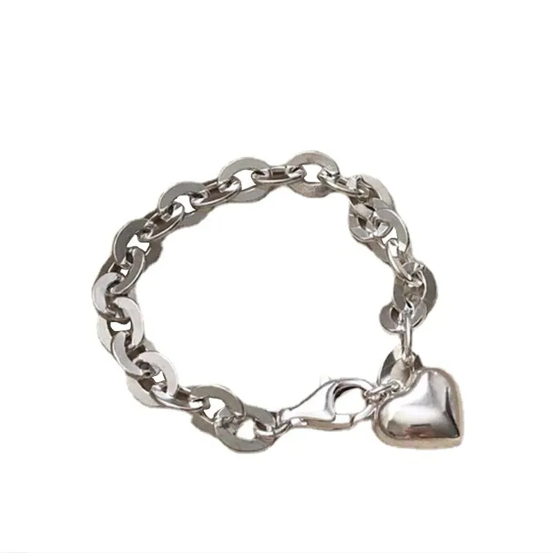 Sweet Love Heart Charm with Thick Chain Bracelets
