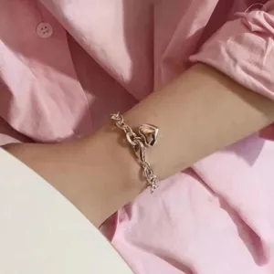 Sweet Love Heart Charm with Thick Chain Bracelets