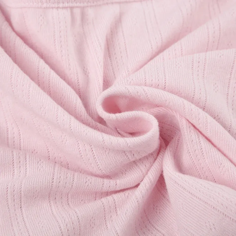 Sweet Pink Frill Bow Lace Crop Top