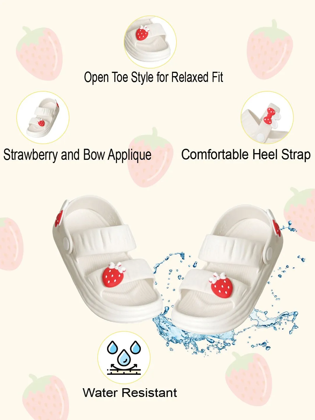 Sweet Steps - White Strawberry and Bow Sandals